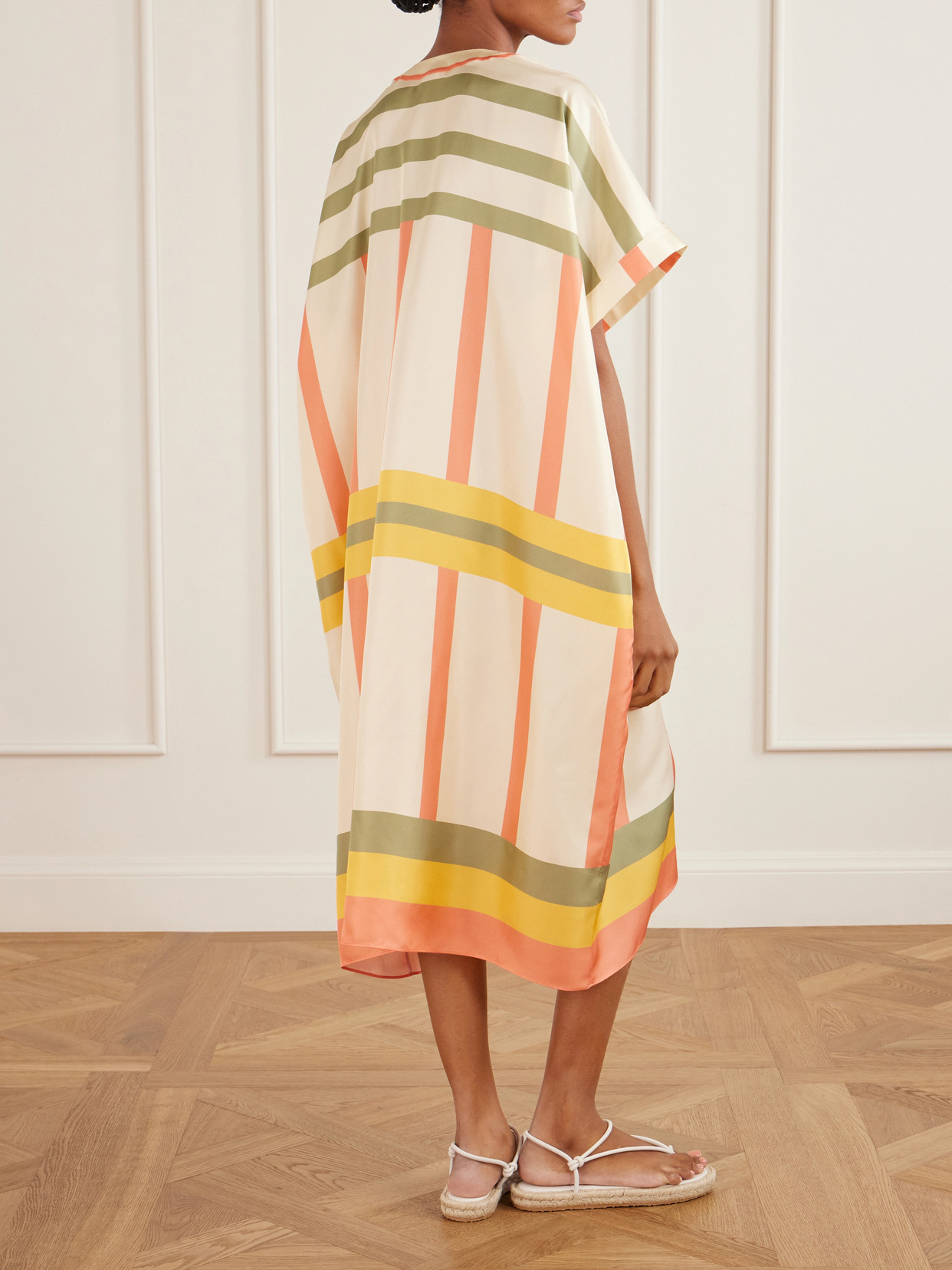 Eres Berlingot Printed Silk-twill Kaftan In Multi