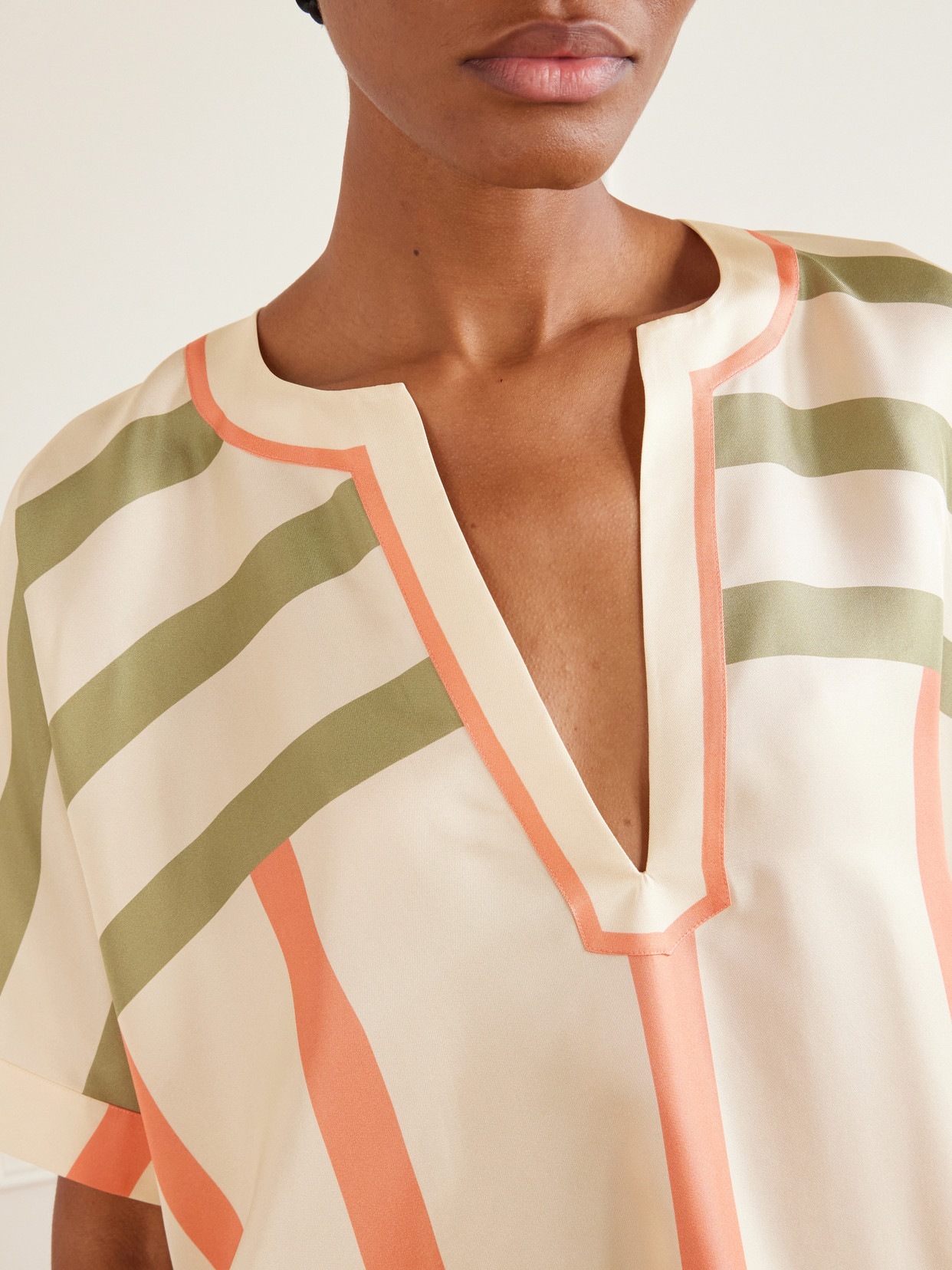 Eres Berlingot Printed Silk-twill Kaftan In Multi