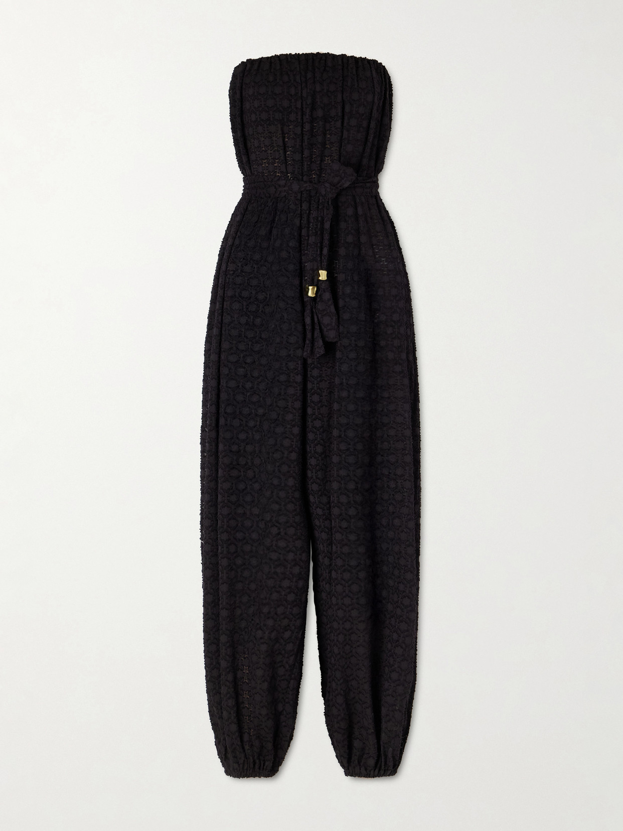 Eres Silk And Cotton-blend Jacquard Jumpsuit In Black