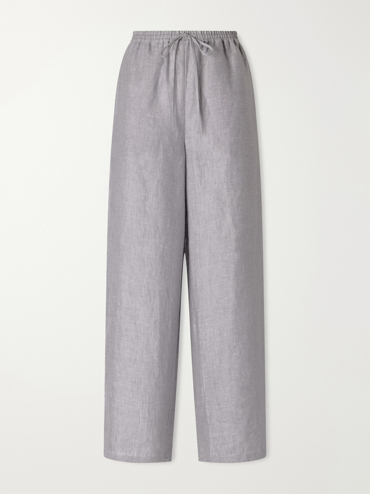 Eres Bienheureux Linen Straight-leg Drawstring Pants In Gray