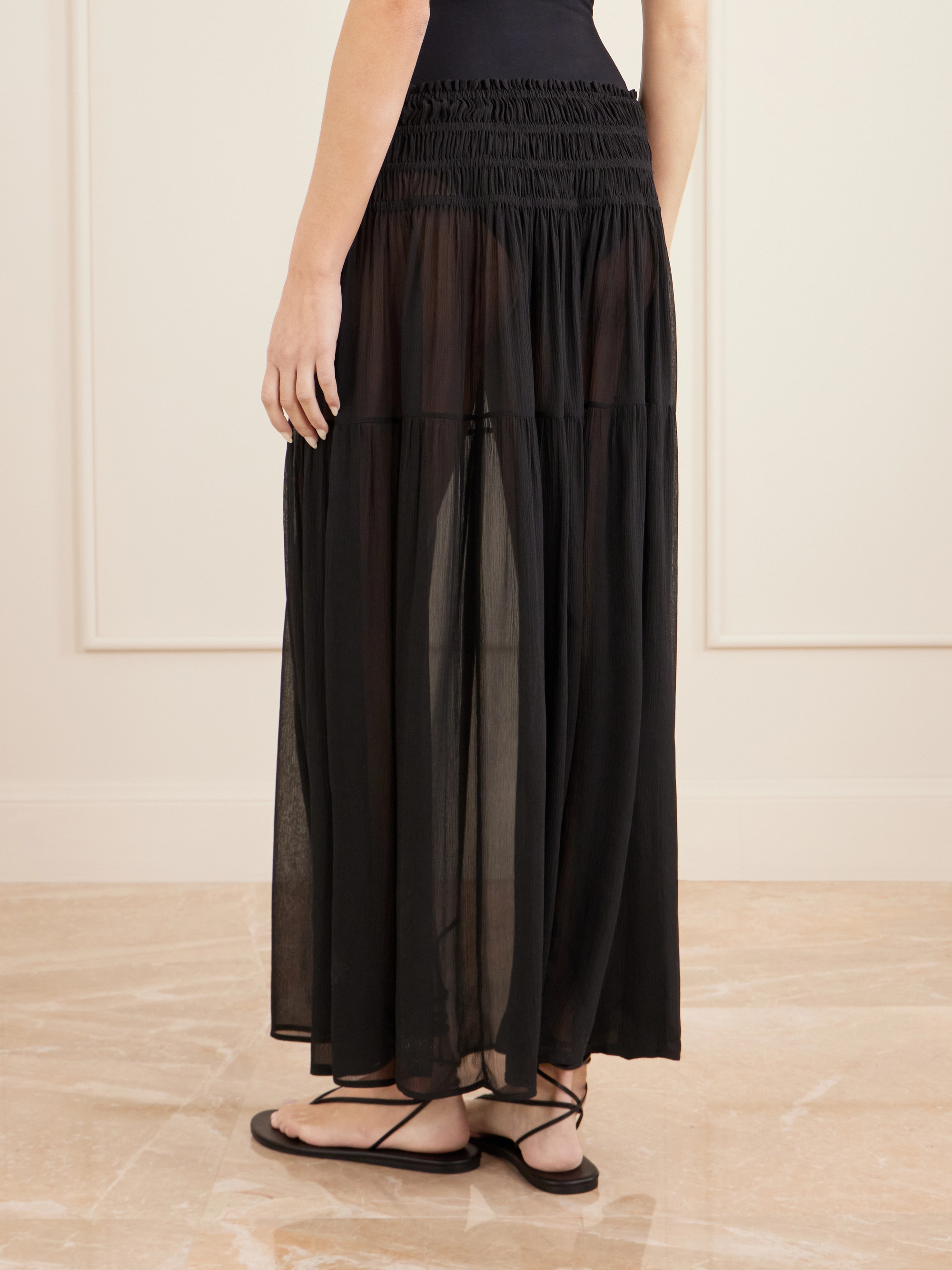 Eres Midnight shirred muslin maxi skirt