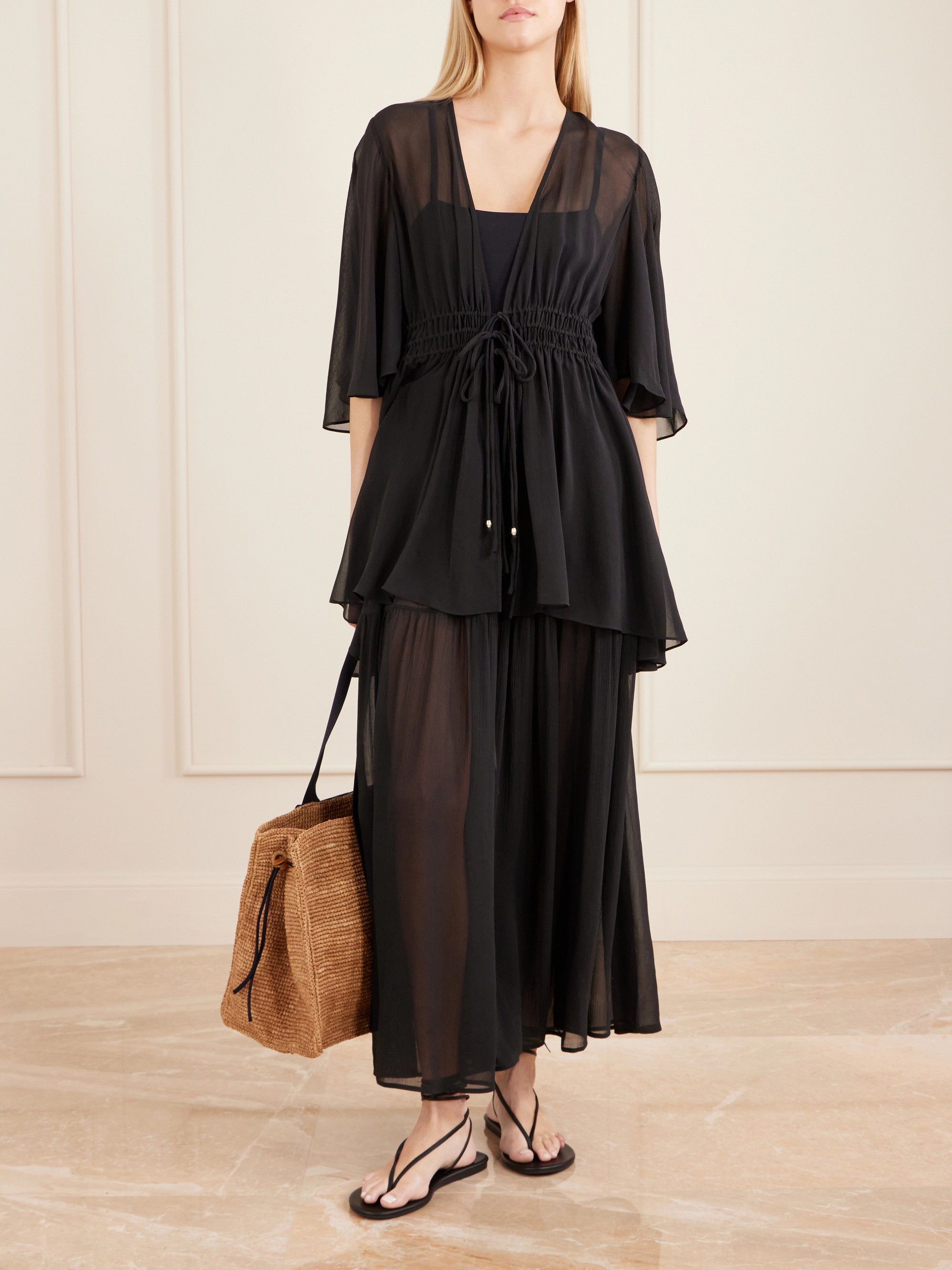 Eres Midnight shirred muslin maxi skirt