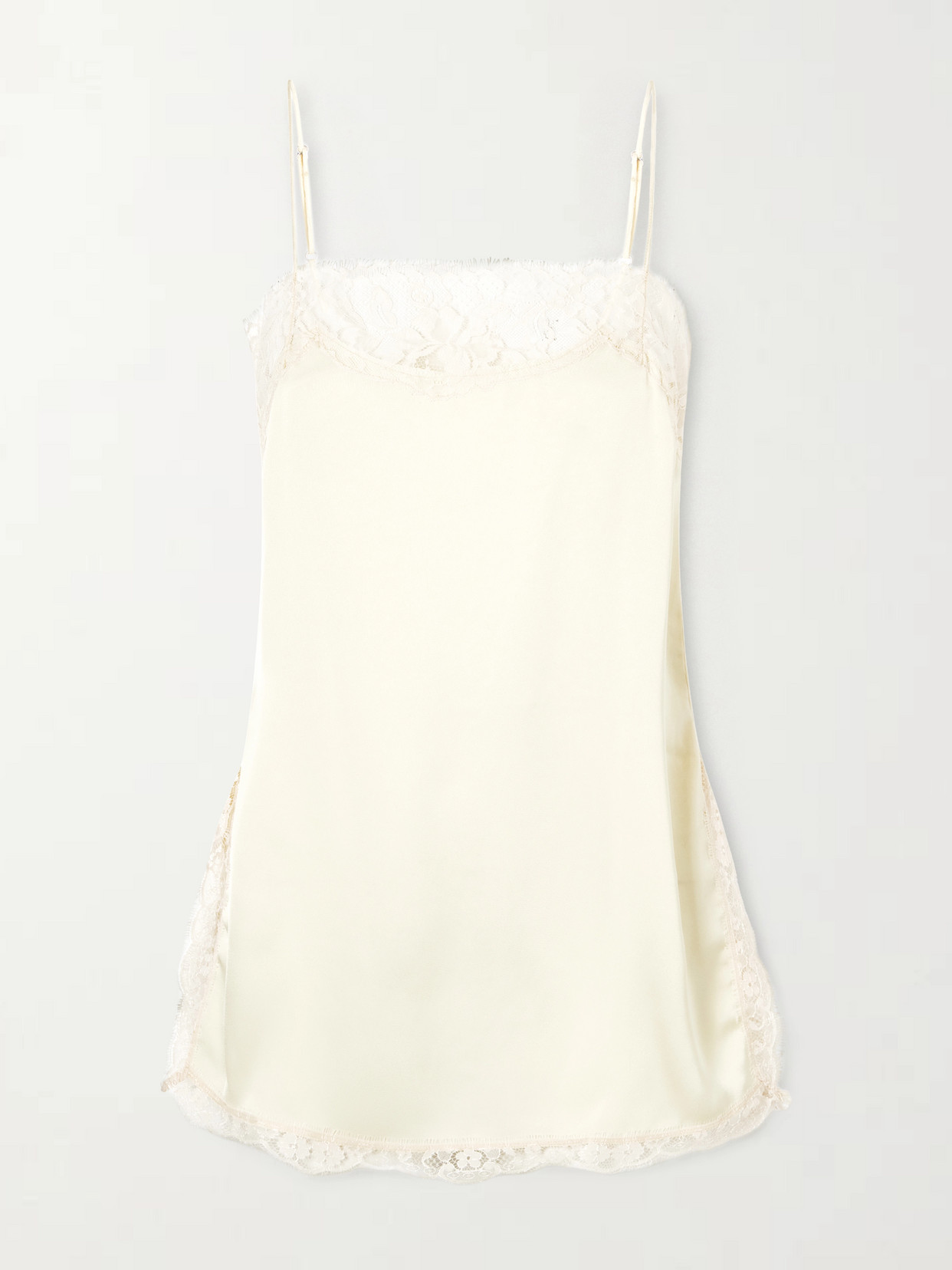 Faithfull Adnina Lace-trimmed Recycled-satin Top In Yellow