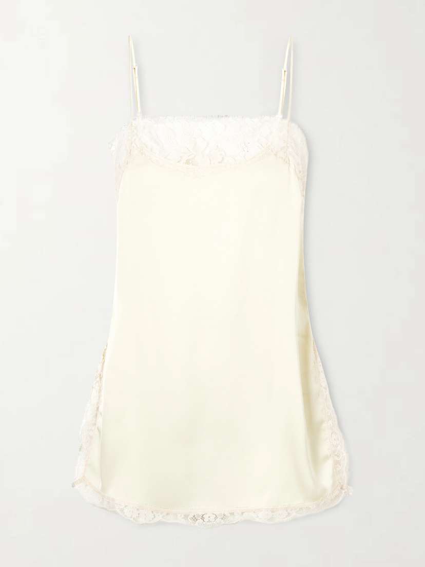 Faithfull Adnina Lace-trimmed Recycled-satin Top