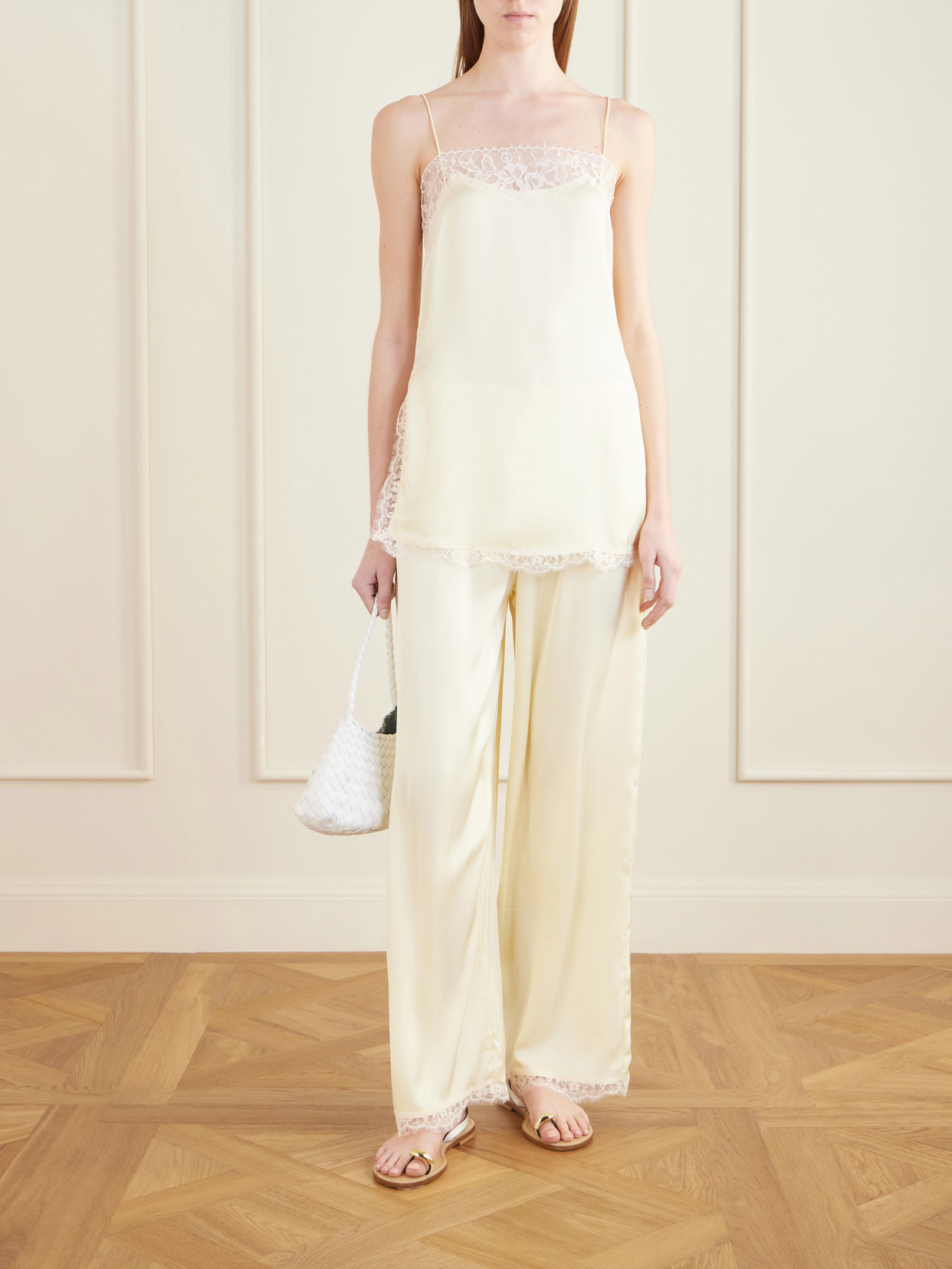 Adnina Lace-Trimmed Recycled-Satin Top