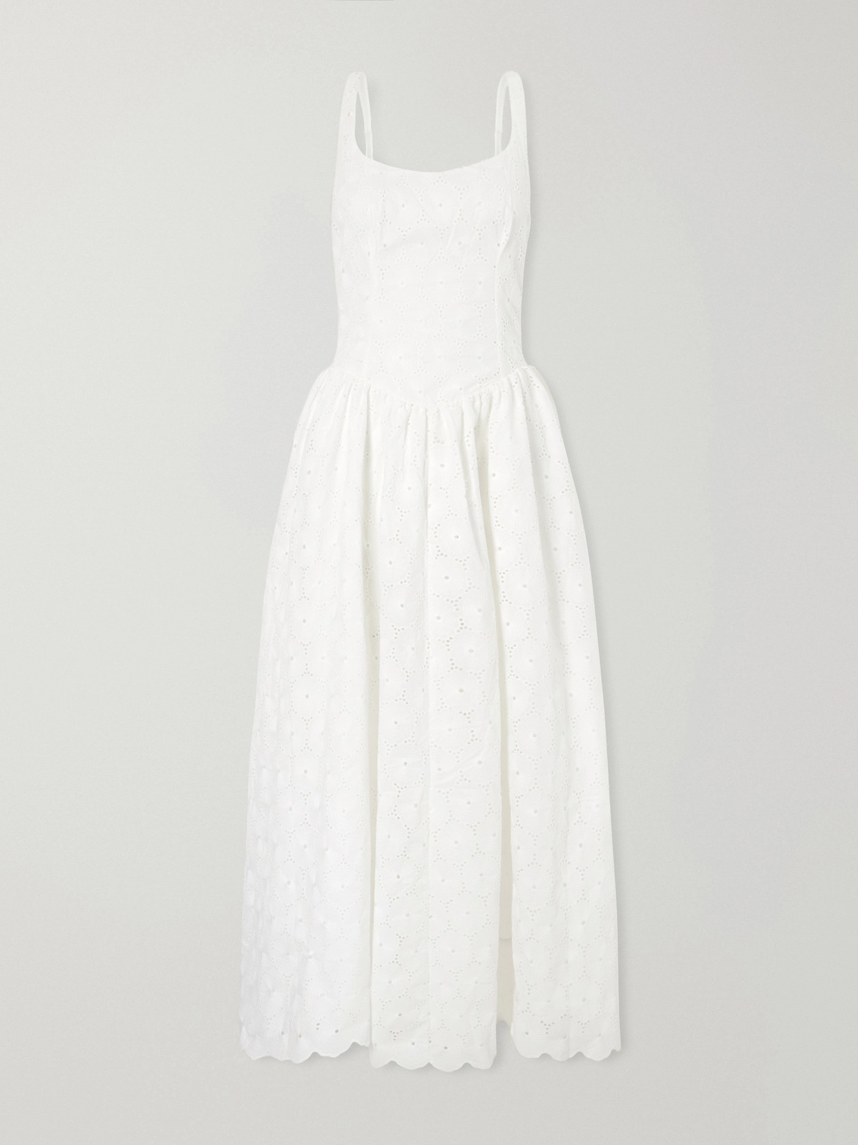 Faithfull Milana Broderie Anglaise Midi Dress In White