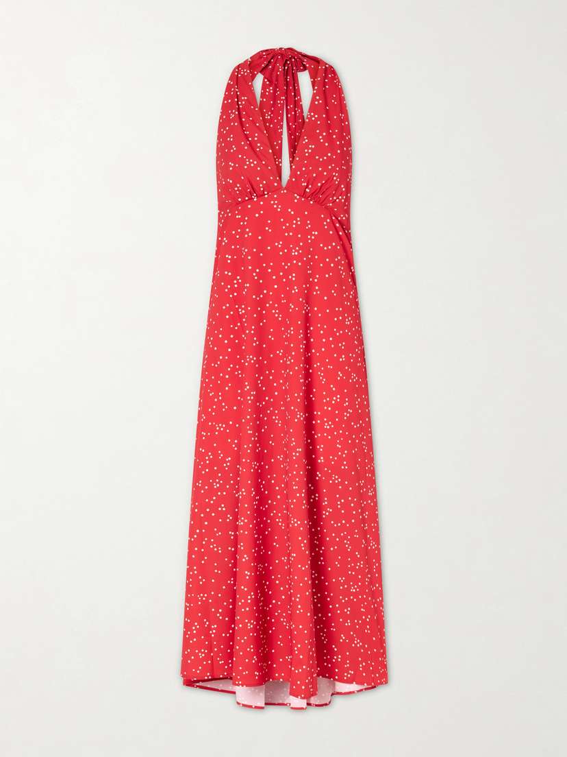 Faithfull Jennah Polka-dot Recycled-crepe Halterneck Midi Dress | Thumbnail 5