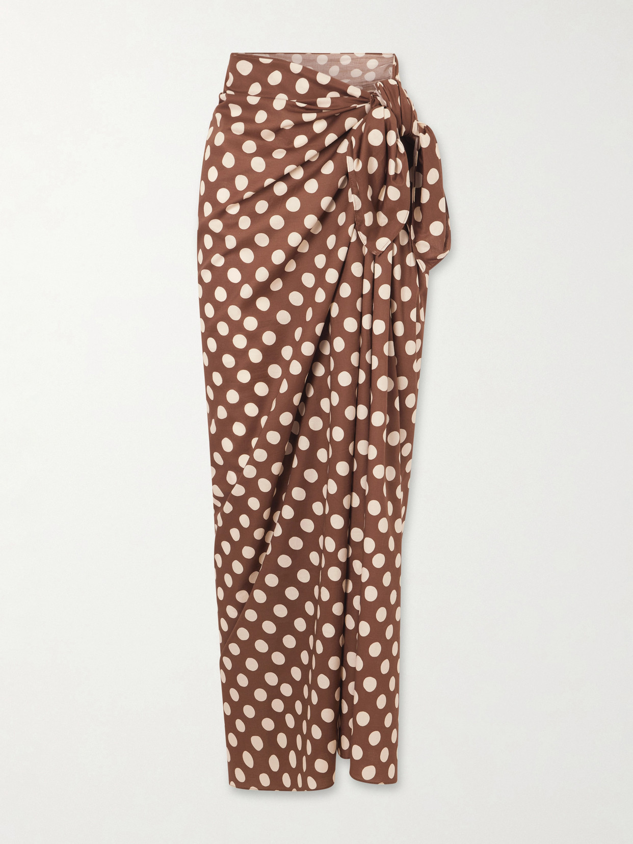 Faithfull Lomas Polka-dot Cotton Pareo In Brown
