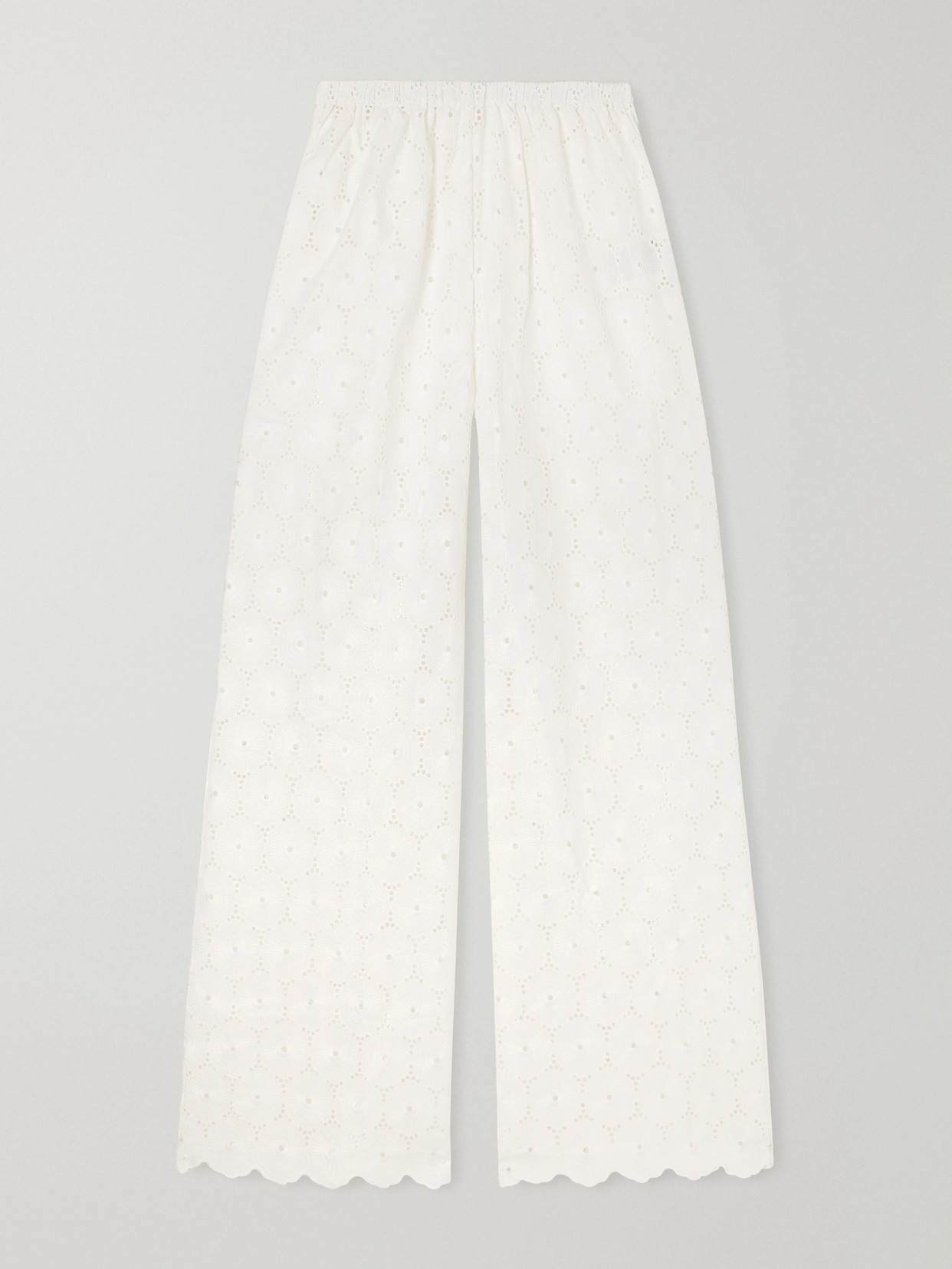 Faithfull Pamina Broderie Anglaise Straight-leg Pants In White