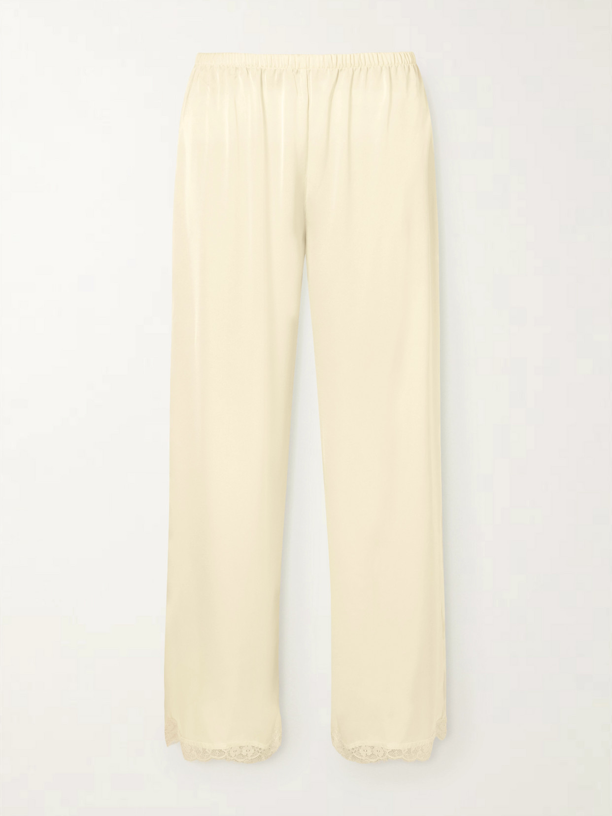 Faithfull Adnina Lace-trimmed Recycled-satin Wide-leg Pants In Gold