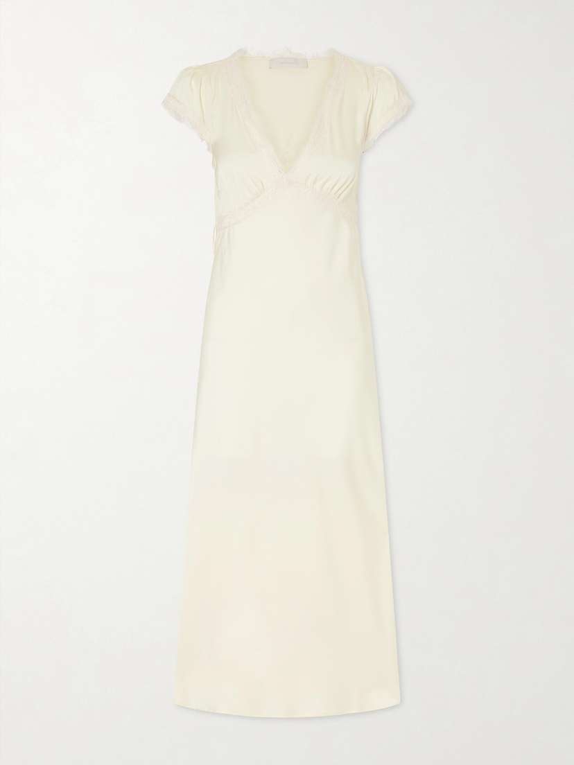 Faithfull Gala Lace-trimmed Recycled-satin Maxi Dress