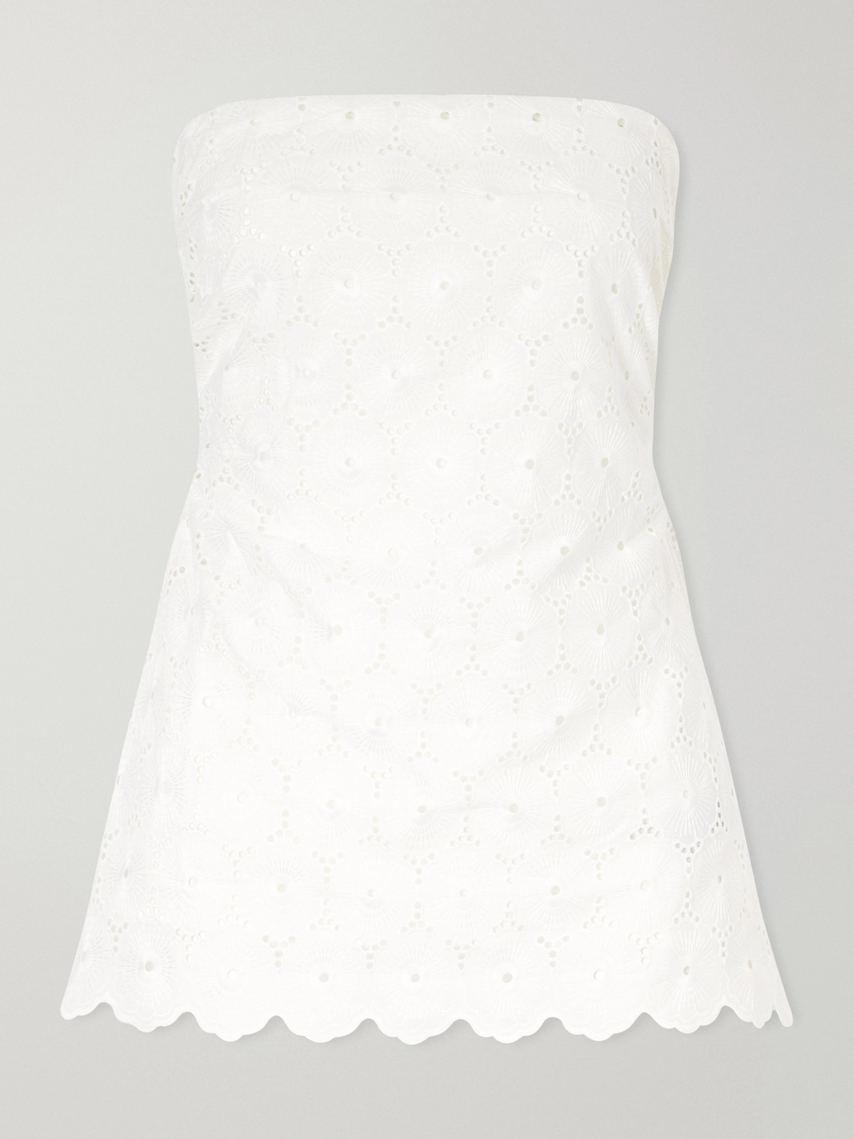 Faithfull Pamina Strapless Scalloped Broderie Anglaise Top In White