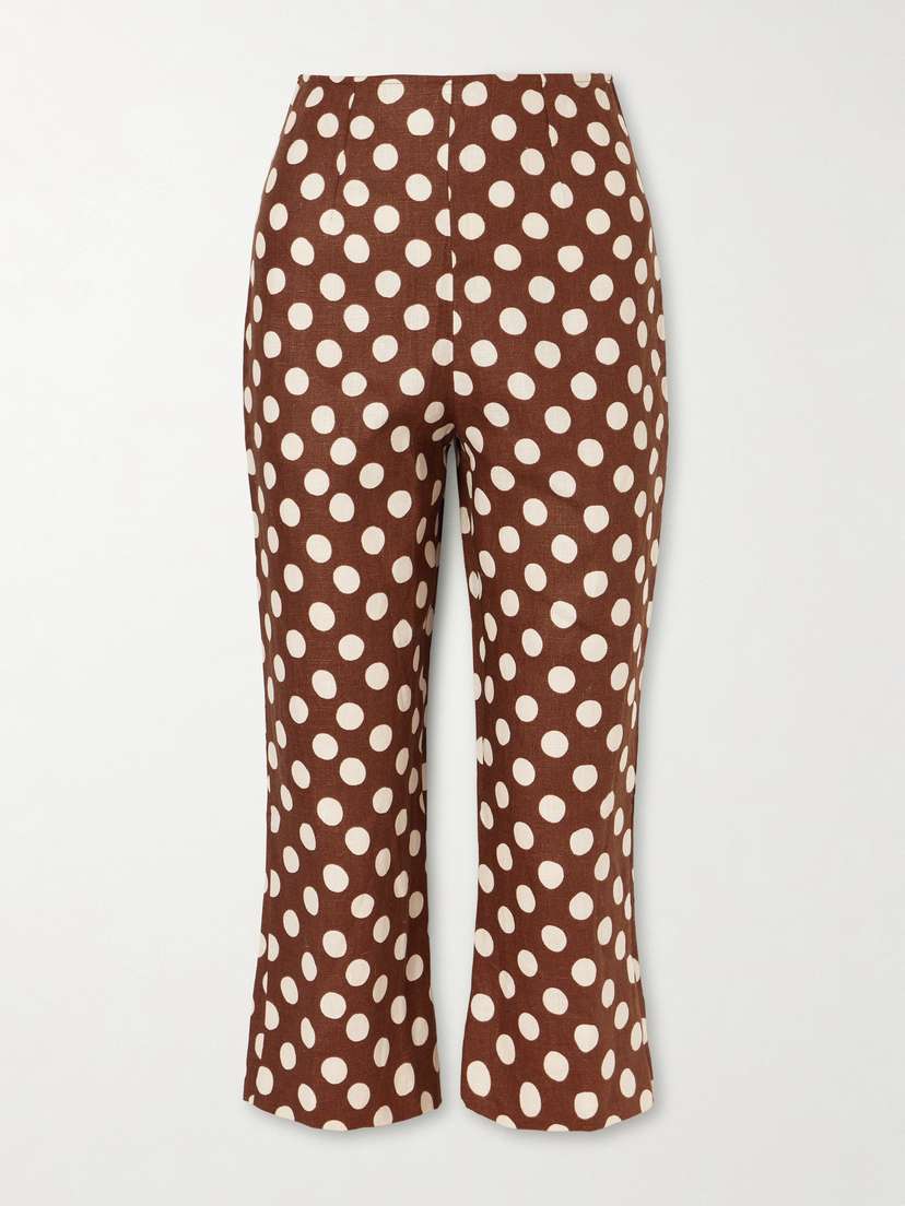 Faithfull Valeria Polka-dot Linen Straight-leg Capri Pants