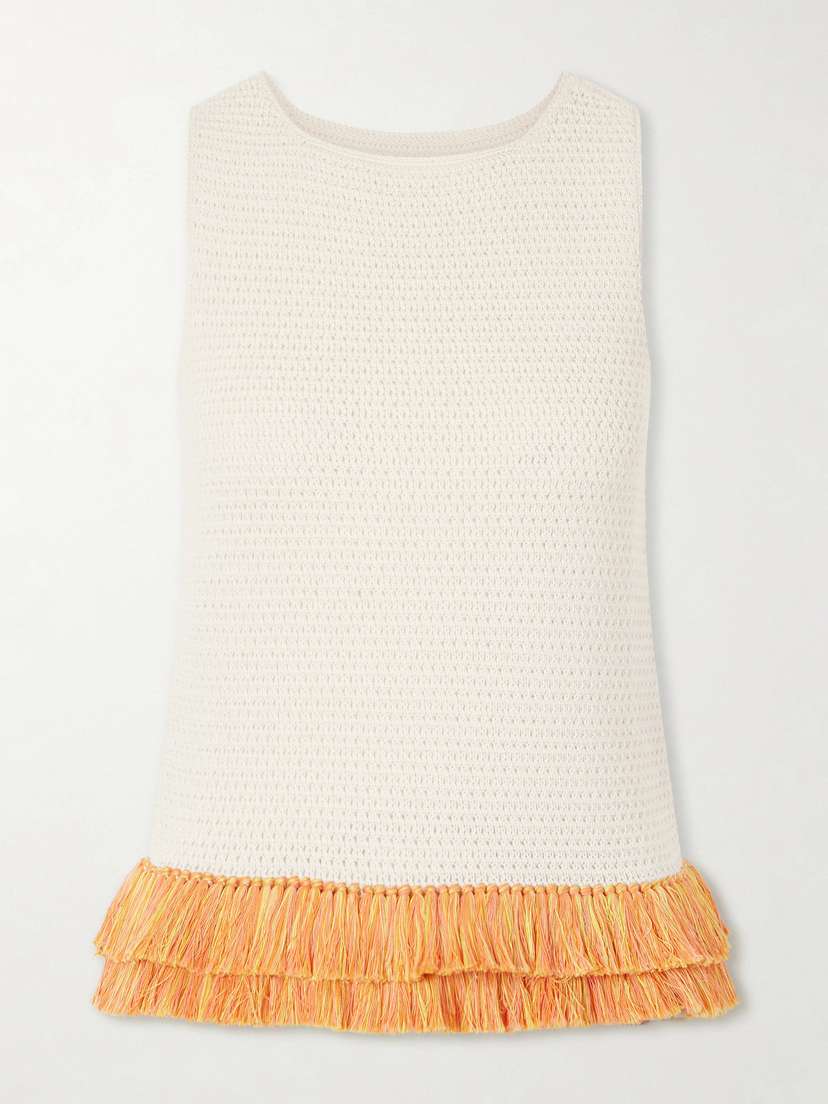ESCVDO Amada Fringed Crocheted Cotton Tank
