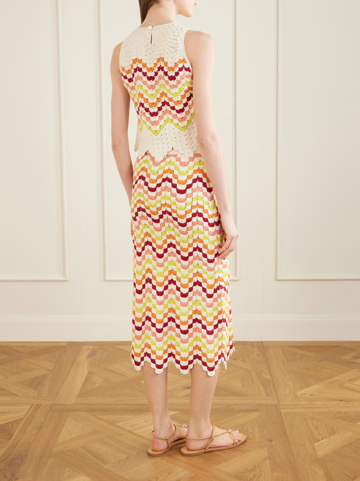 Cuenca Striped Crocheted Cotton Tank