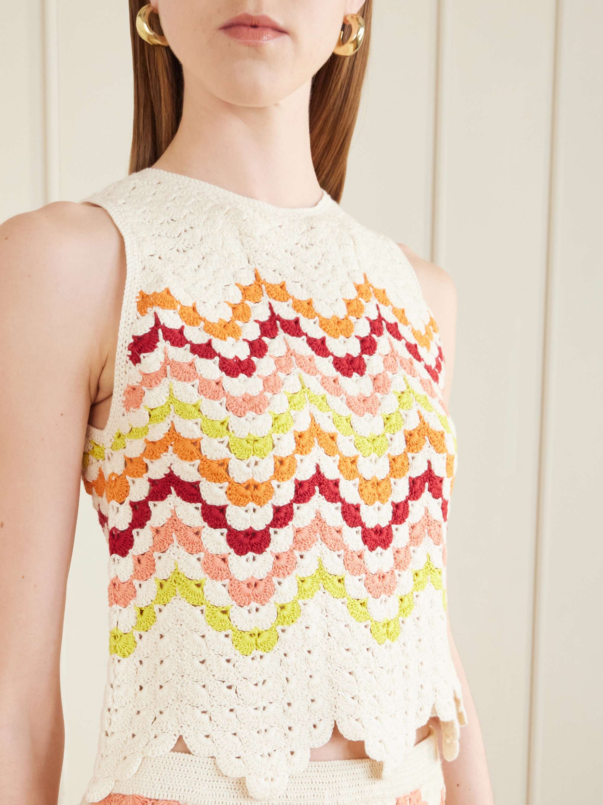 ESCVDO Cuenca striped crocheted cotton tank | NET-A-PORTER
