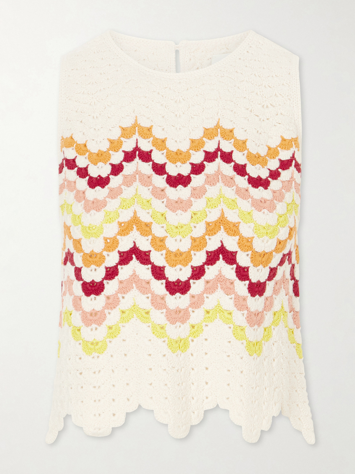Cuenca Striped Crocheted Cotton Tank
