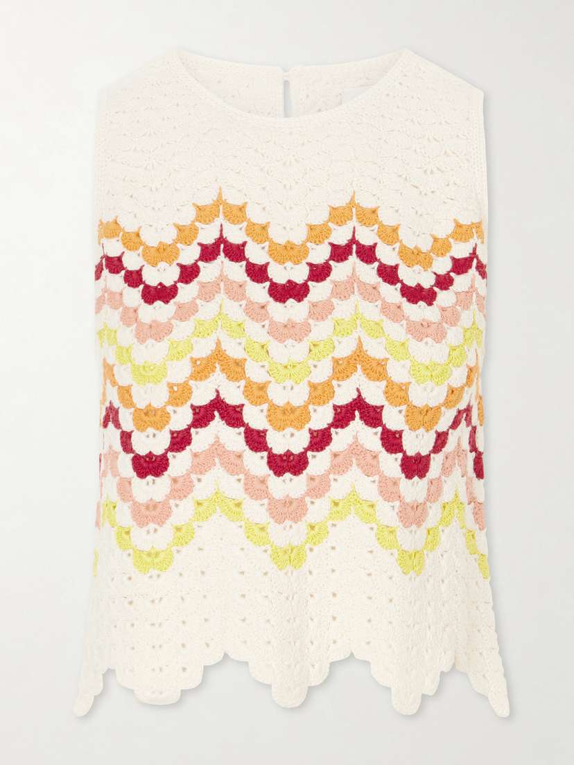 ESCVDO Cuenca Striped Crocheted Cotton Tank