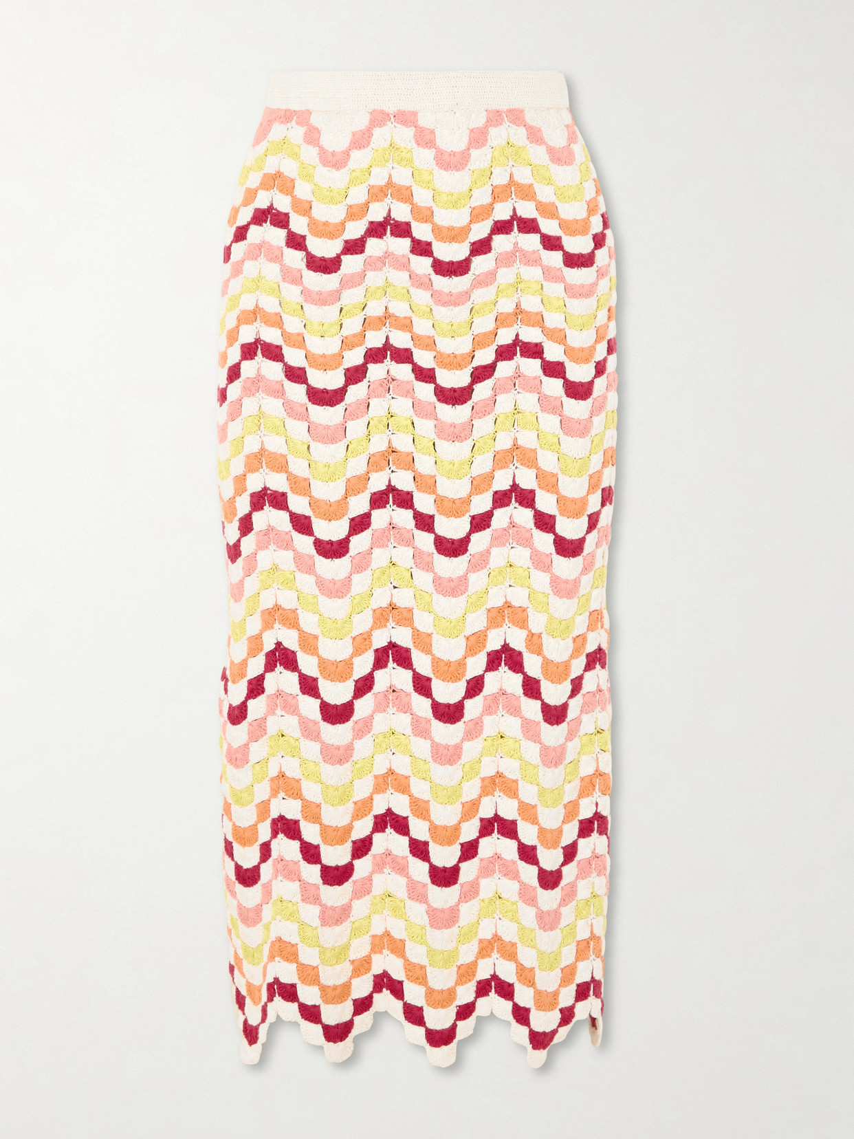 Escvdo Safi Crocheted Cotton Midi Skirt In Multi