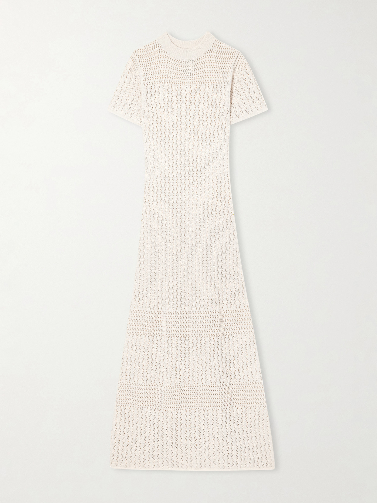 Escvdo Pallay Open-knit Cotton Maxi Dress In Neutral