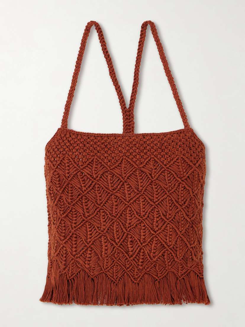 ESCVDO Cantor Fringed Macramè Cotton Top