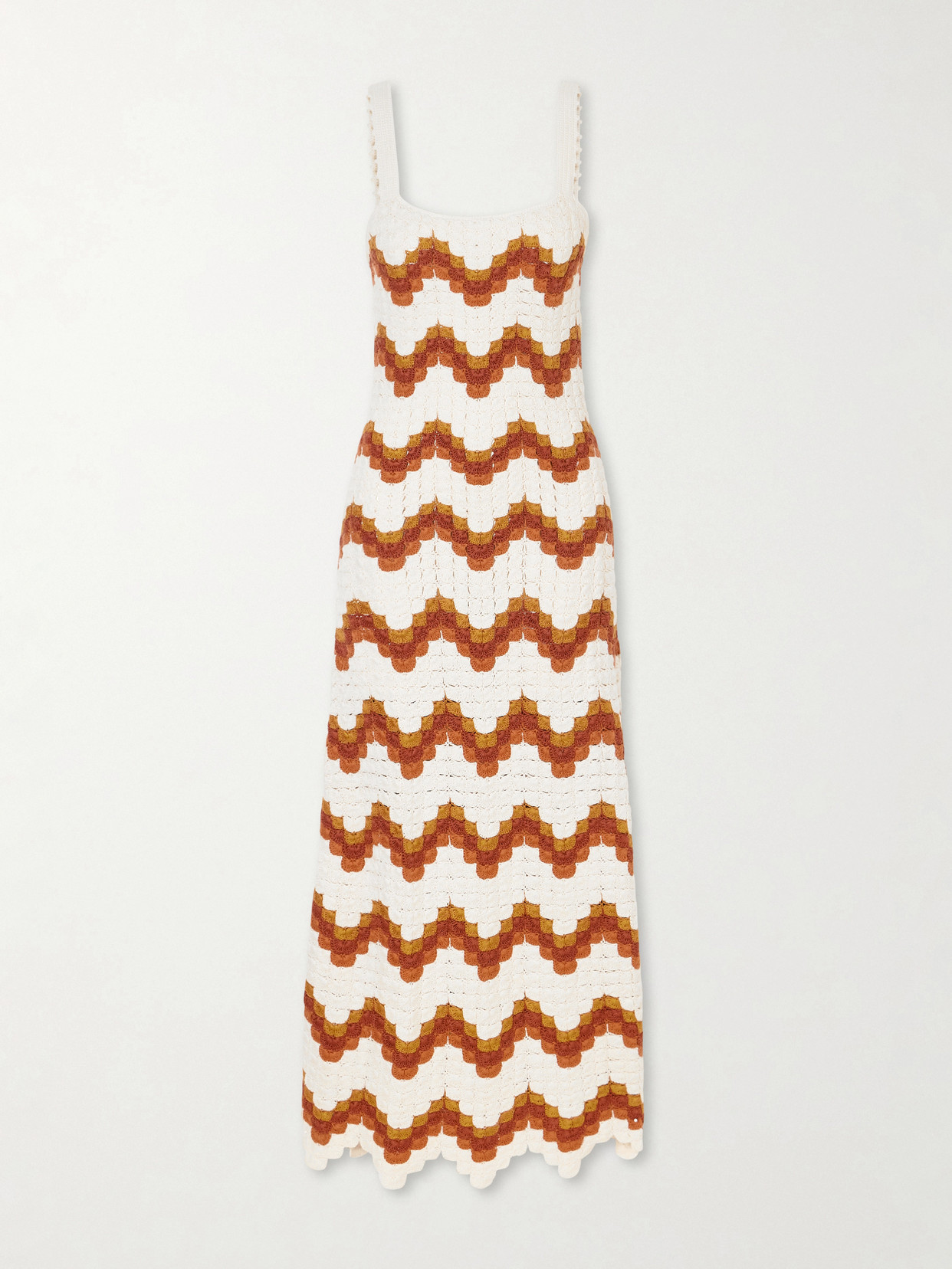 Escvdo Marea Striped Crocheted Cotton Maxi Dress In Multi