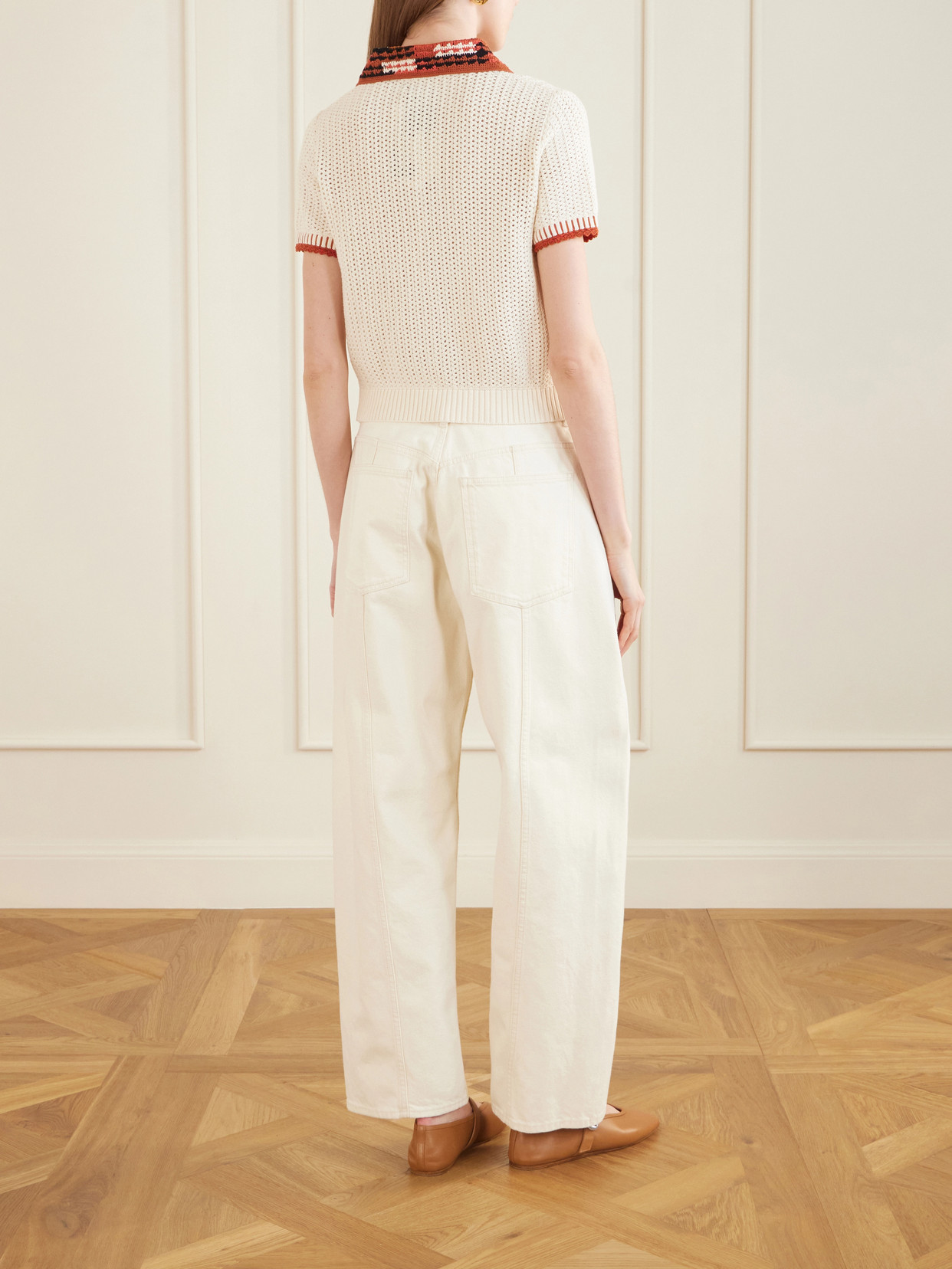 Lauri Crocheted Cotton Polo