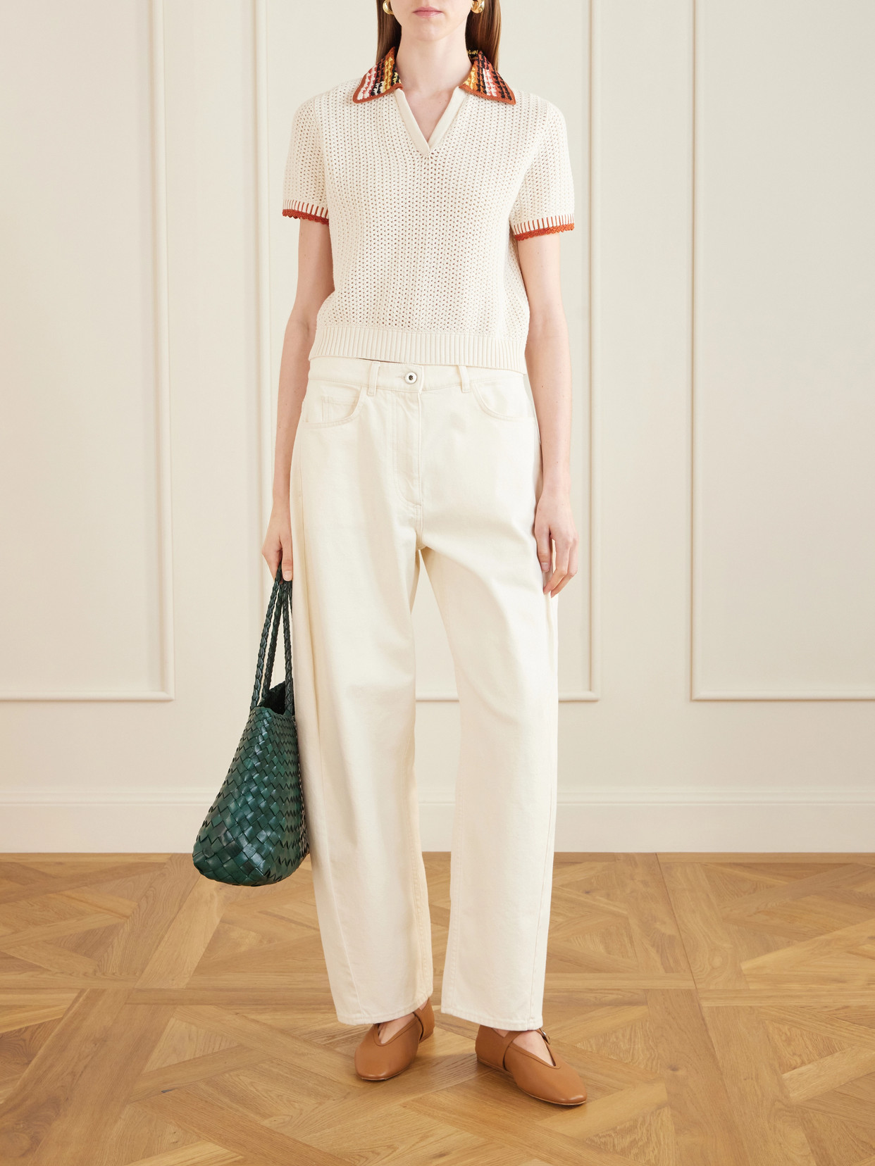 Lauri Crocheted Cotton Polo