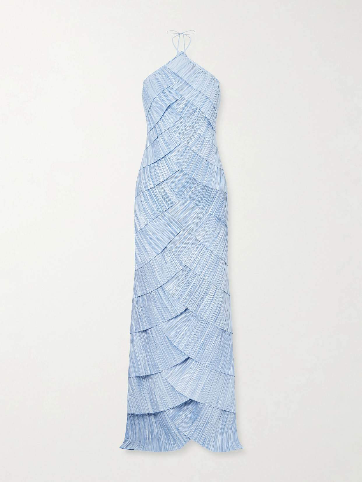 Cult Gaia - Marsla Plissé-satin Halterneck Maxi Dress - Blue