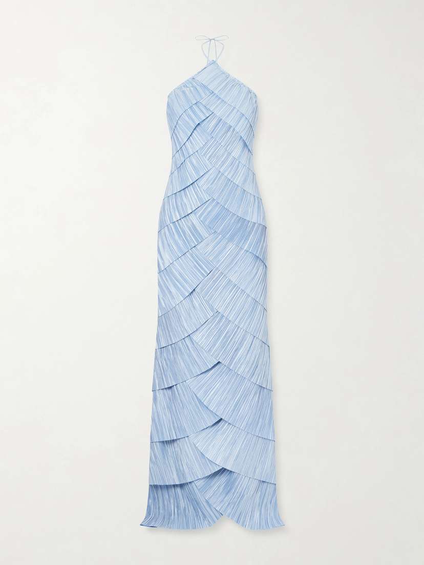 Cult Gaia Marsla Plissé-satin Halterneck Maxi Dress | Thumbnail 5