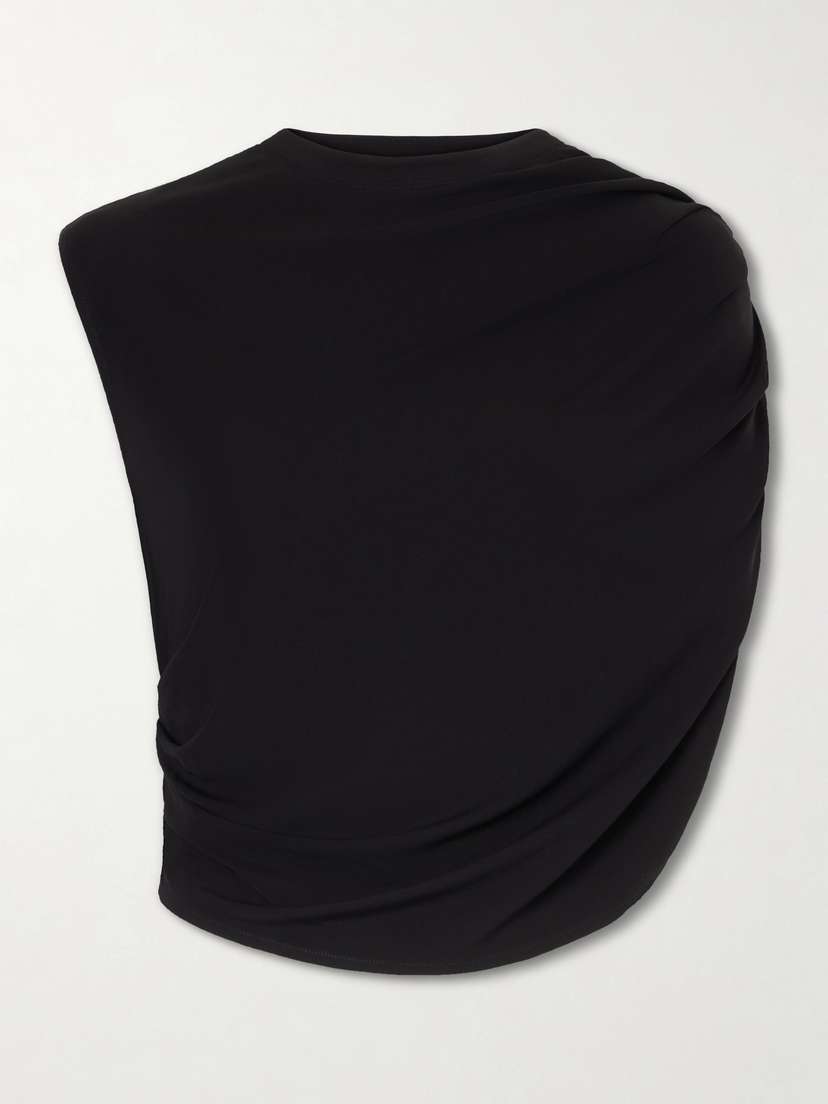Cult Gaia Celene Cropped Ruched Crepe Top