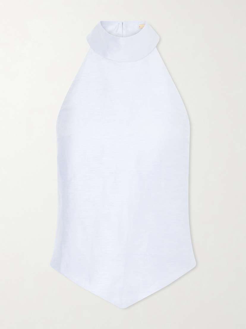 Cult Gaia Bina Linen And Silk-blend Halterneck Top