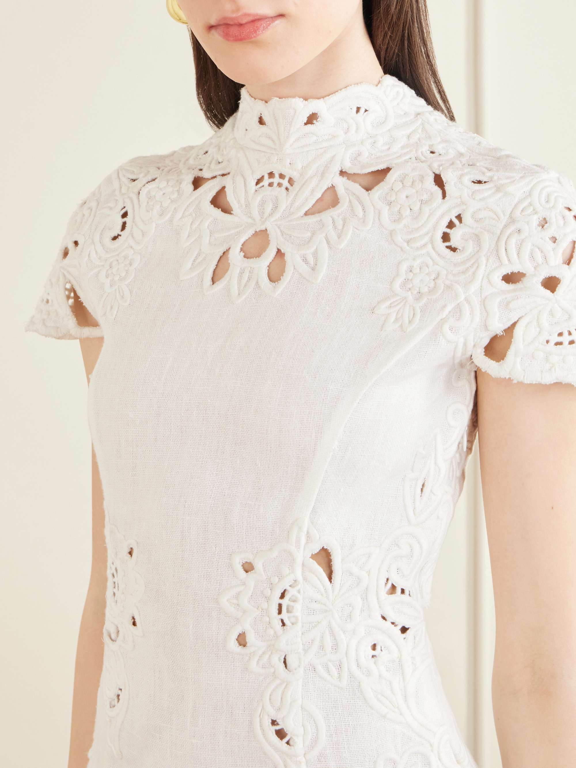 CULT GAIA Zafira guipure-lace linen mini dress | NET-A-PORTER