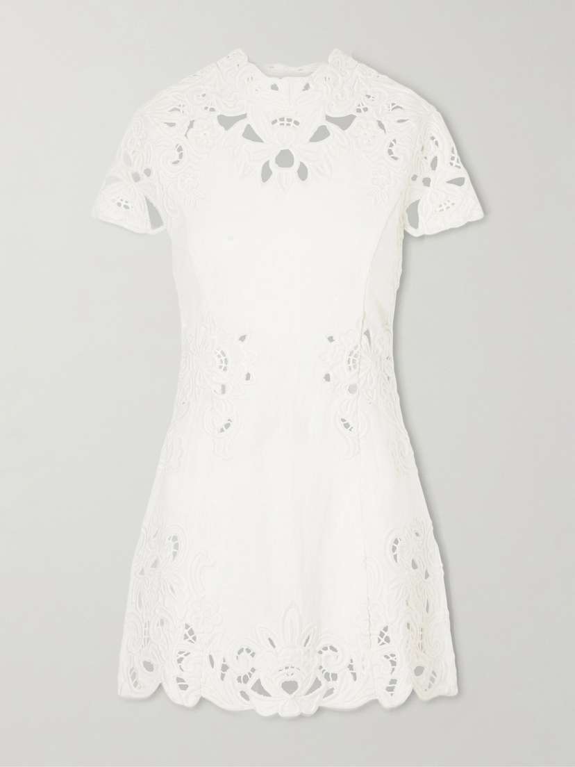 Cult Gaia Zafira Guipure-lace Linen Mini Dress