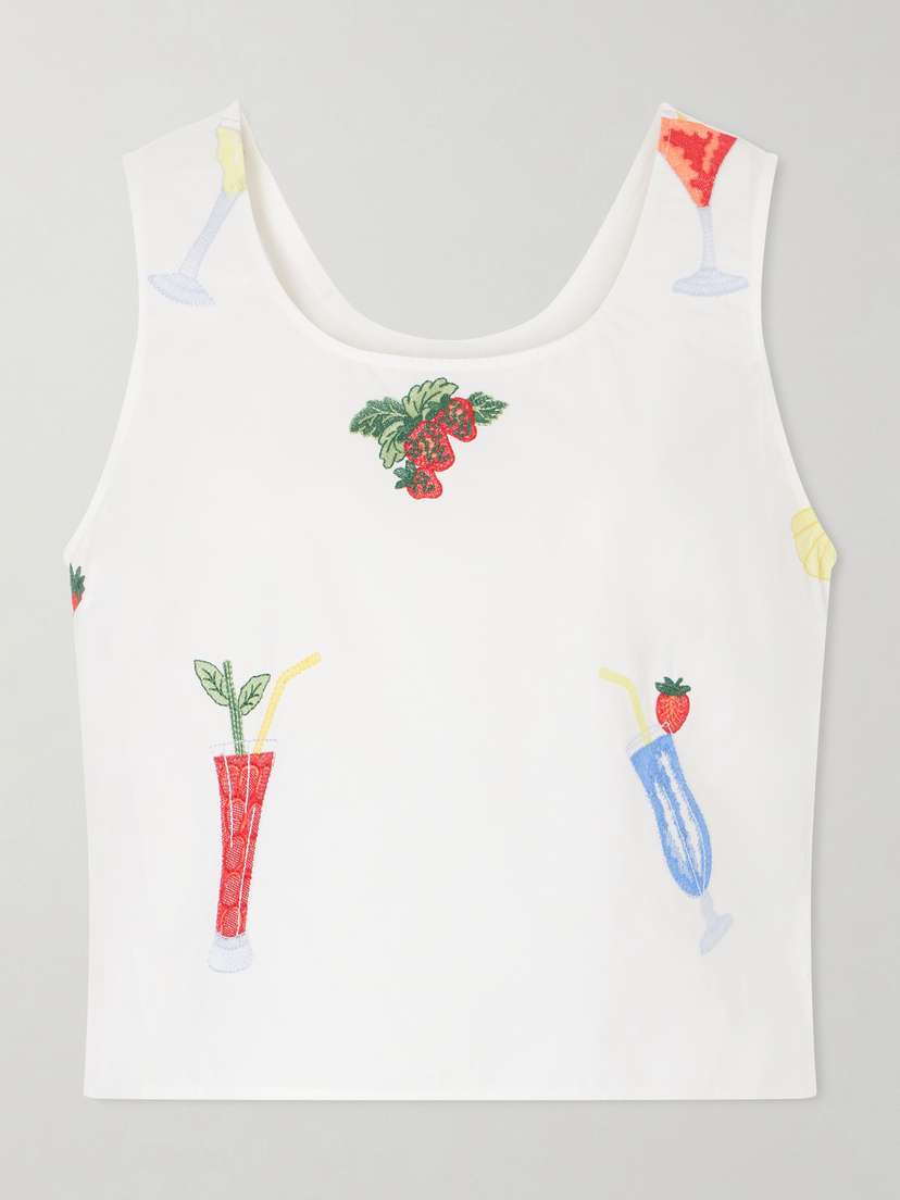 Loretta Caponi Certaldo Embroidered Cotton Top