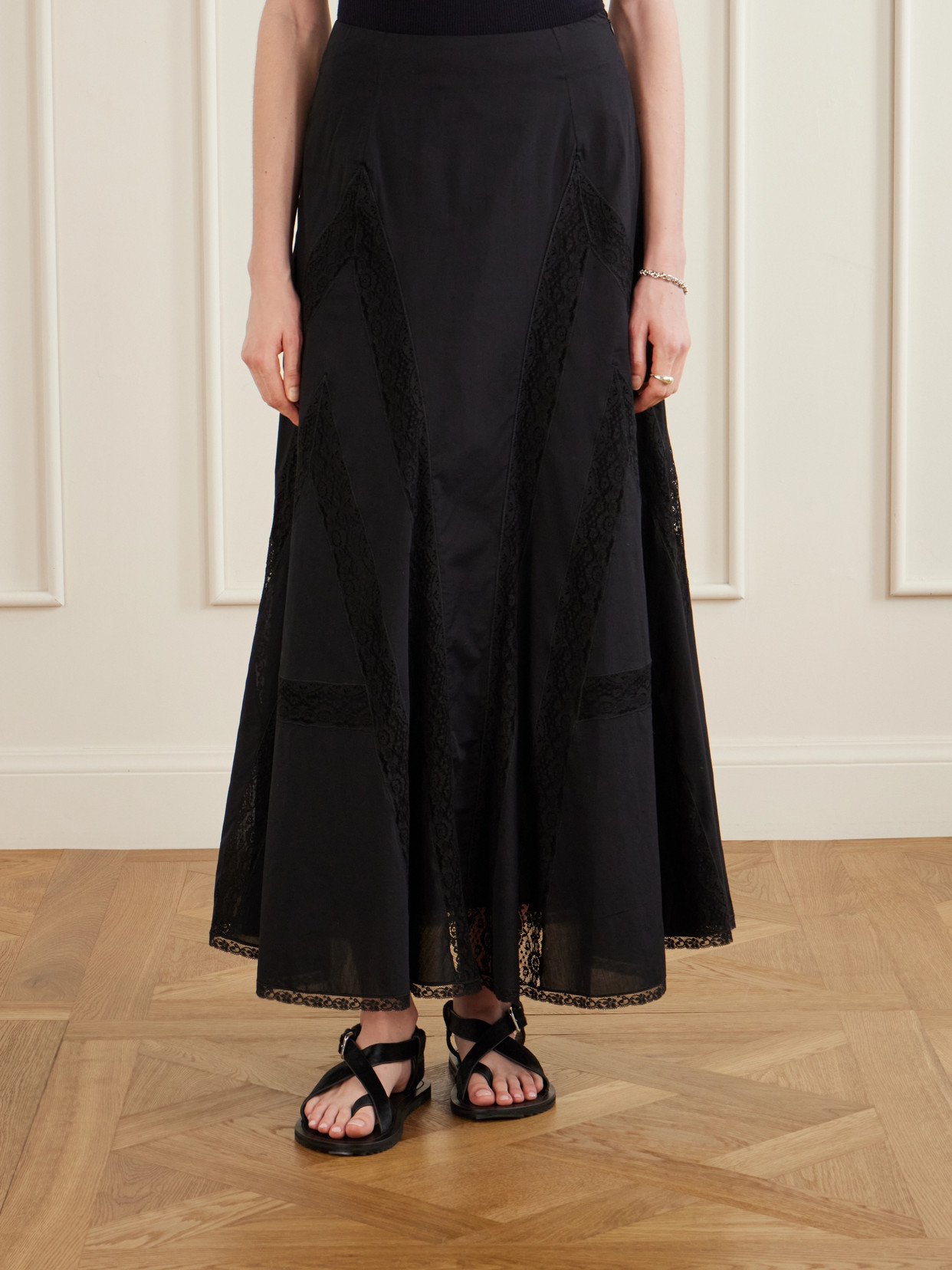 Vieste Lace-Trimmed Cotton-Muslin Maxi