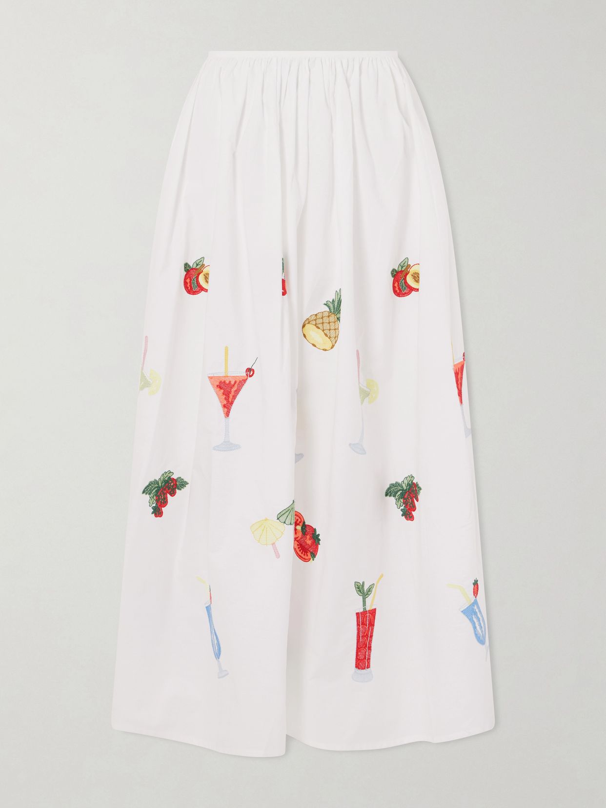 Talamone pleated embroidered cotton-poplin maxi skirt