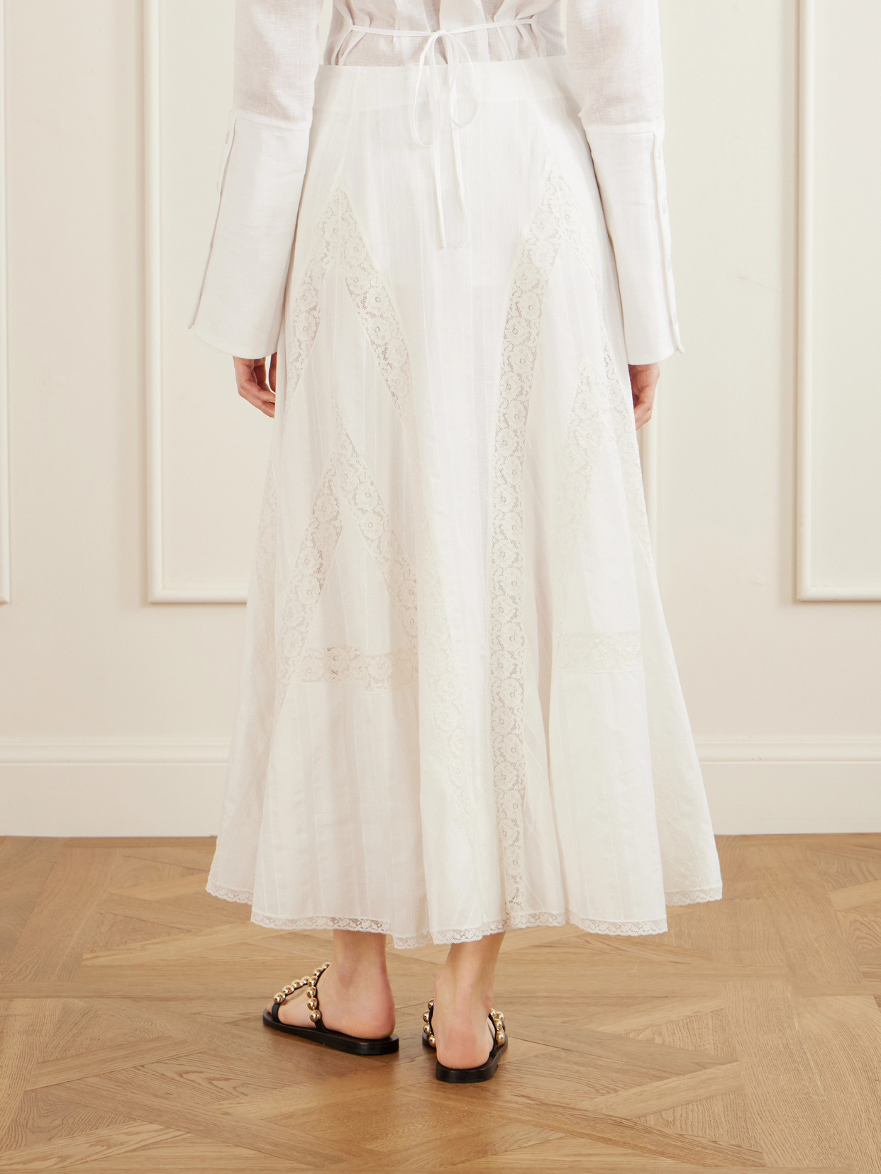 Vieste Lace-Trimmed Cotton-Muslin Maxi