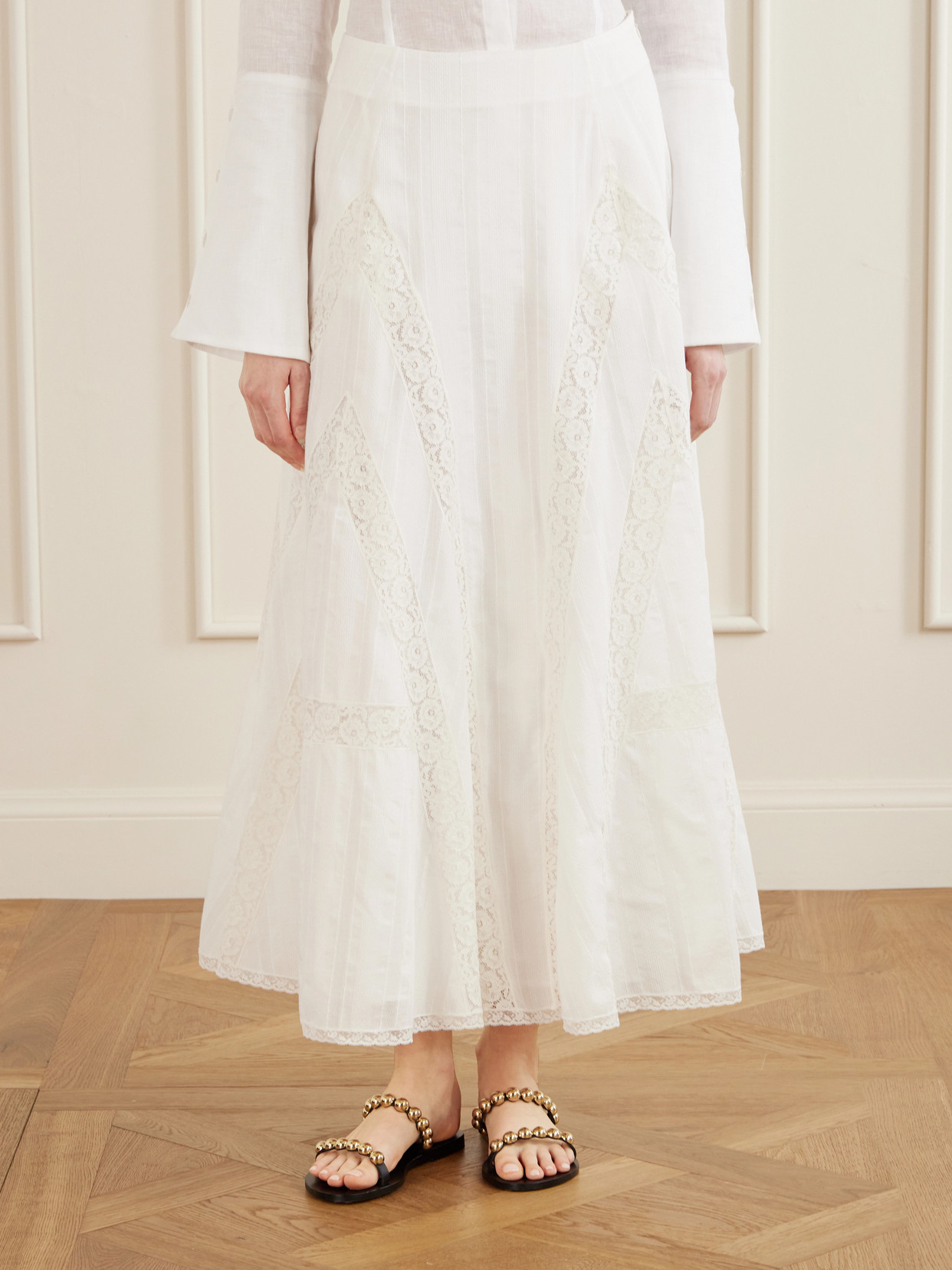 Vieste Lace-Trimmed Cotton-Muslin Maxi