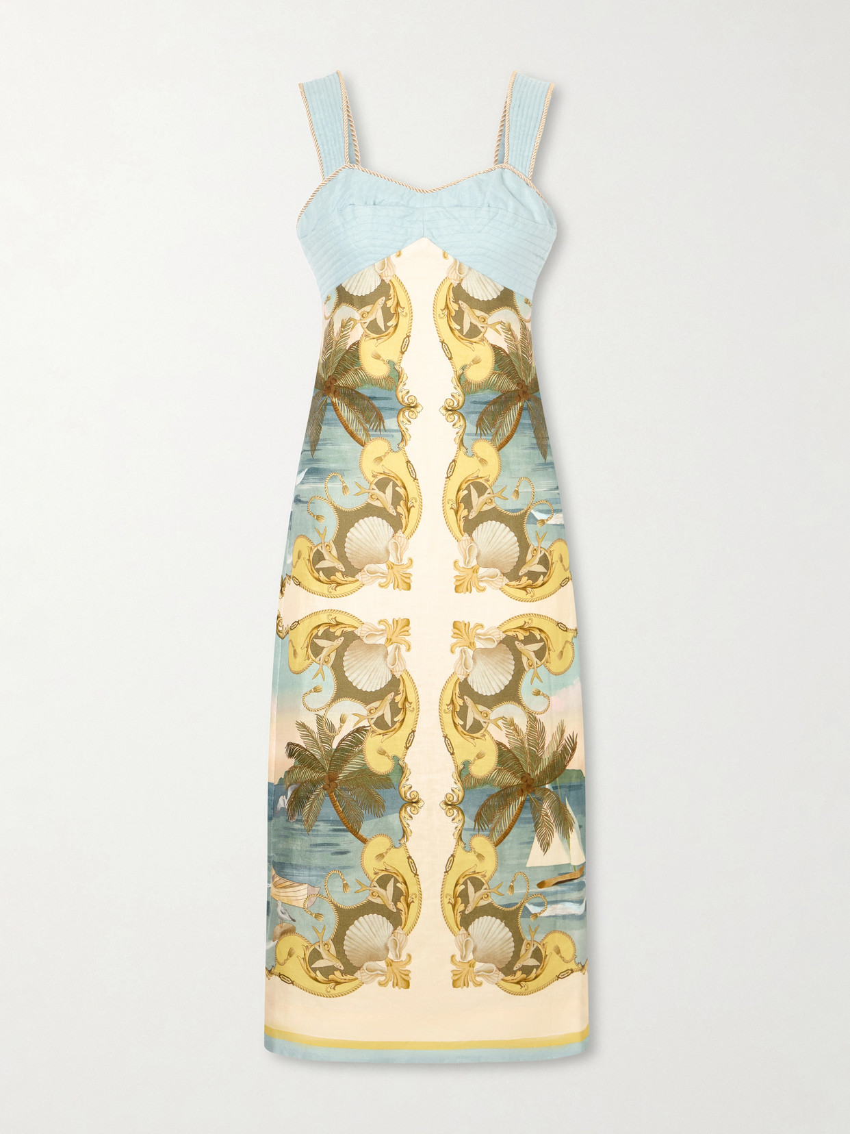 Farm Rio Sleeveless Maxi Dress In Royal Sea Multi In Blue