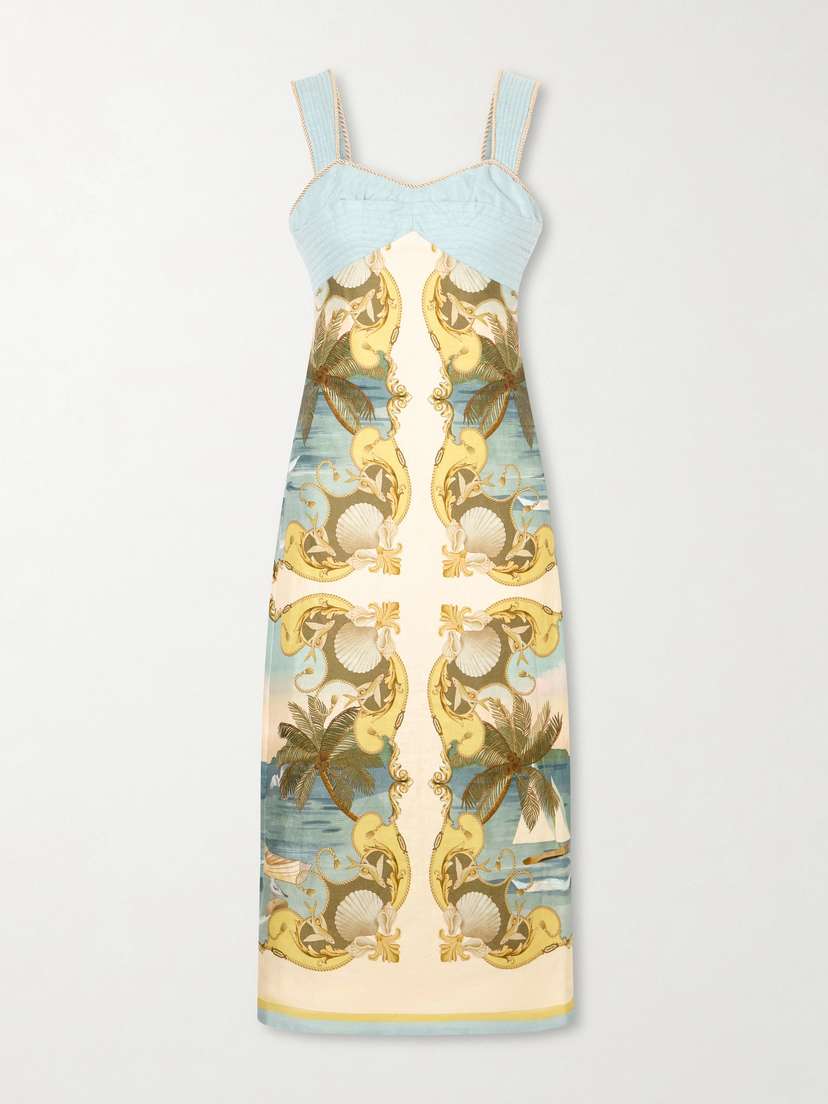 Farm Rio Royal Sea Linen Midi Dress