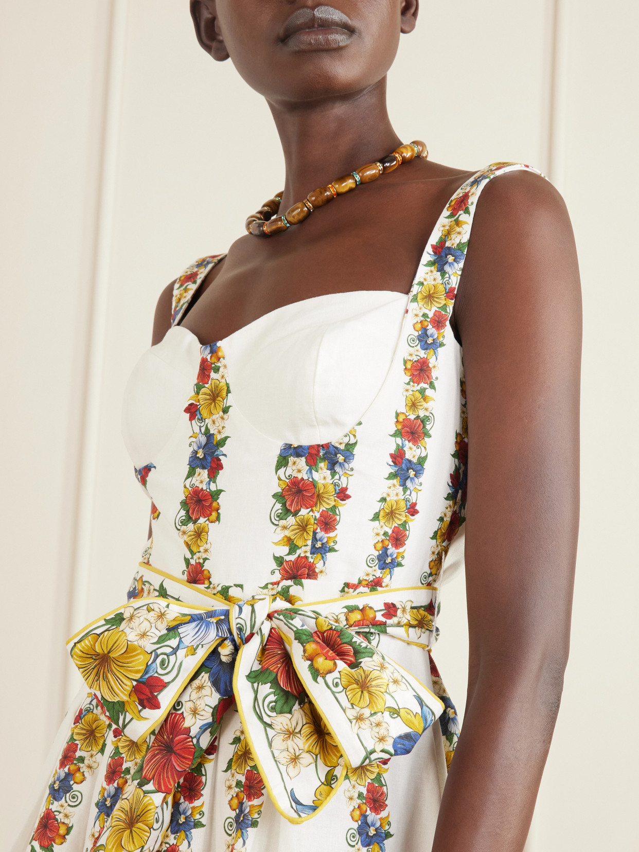 Farm Rio Palm Tree Beach Printed Linen-blend Mini Dress In Multi