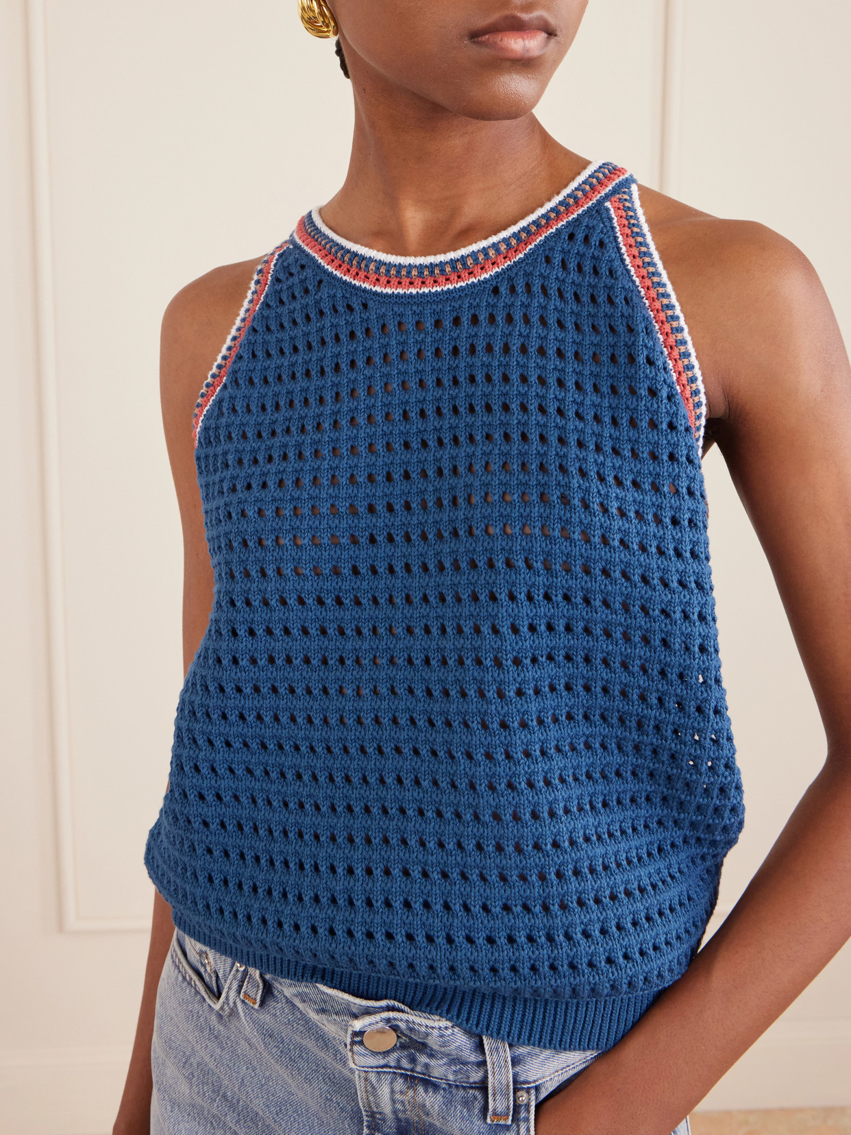 Aberg Crochet-Knit Cotton Tank