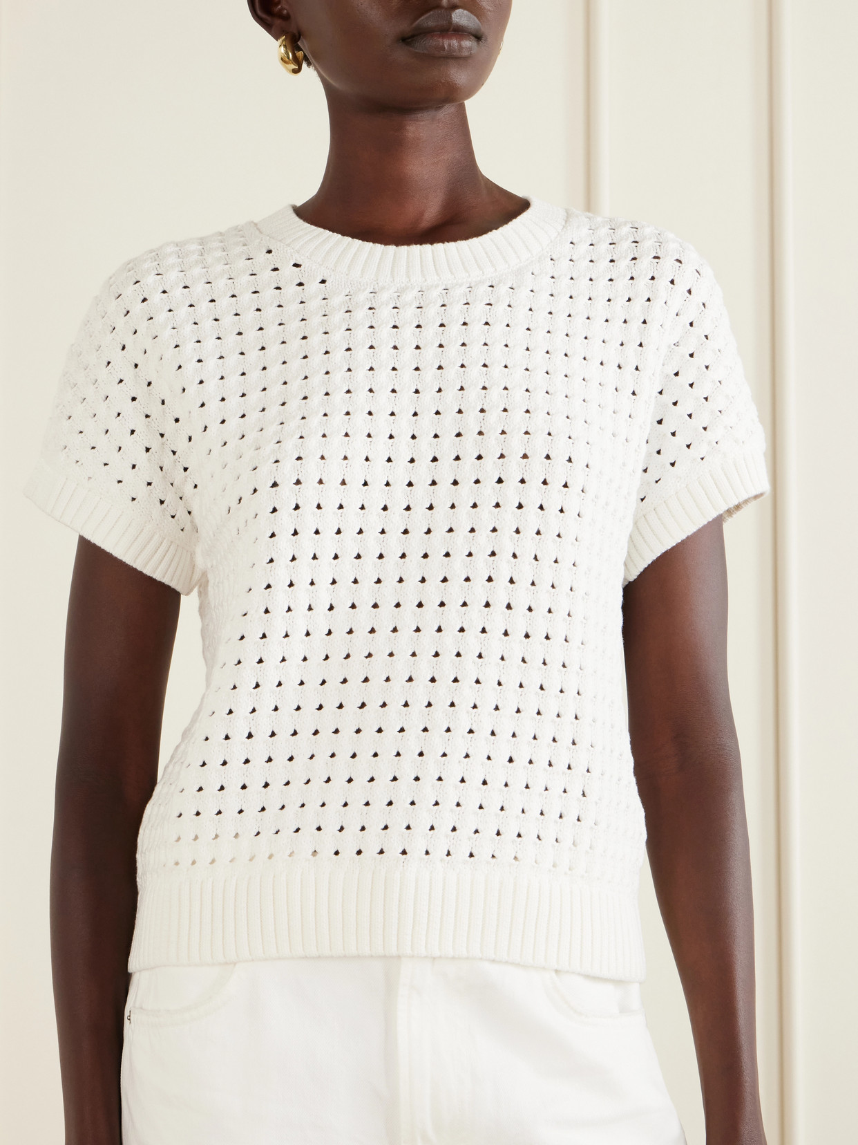 Denny Open-Knit Cotton-Blend T-Shirt