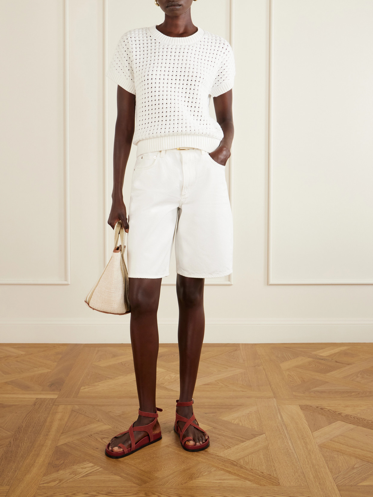 Denny Open-Knit Cotton-Blend T-Shirt