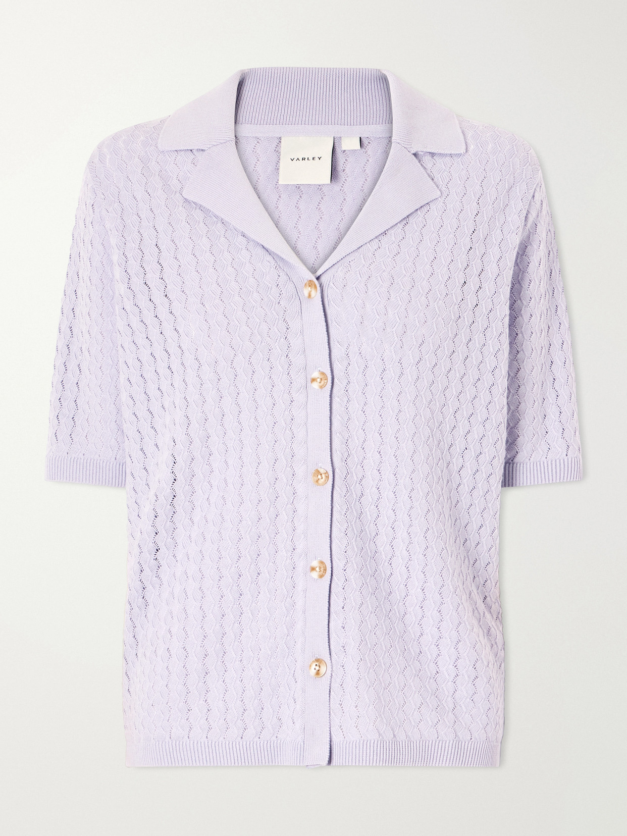 Varley - Madeleine Pointelle-knit Cotton T-shirt - Purple