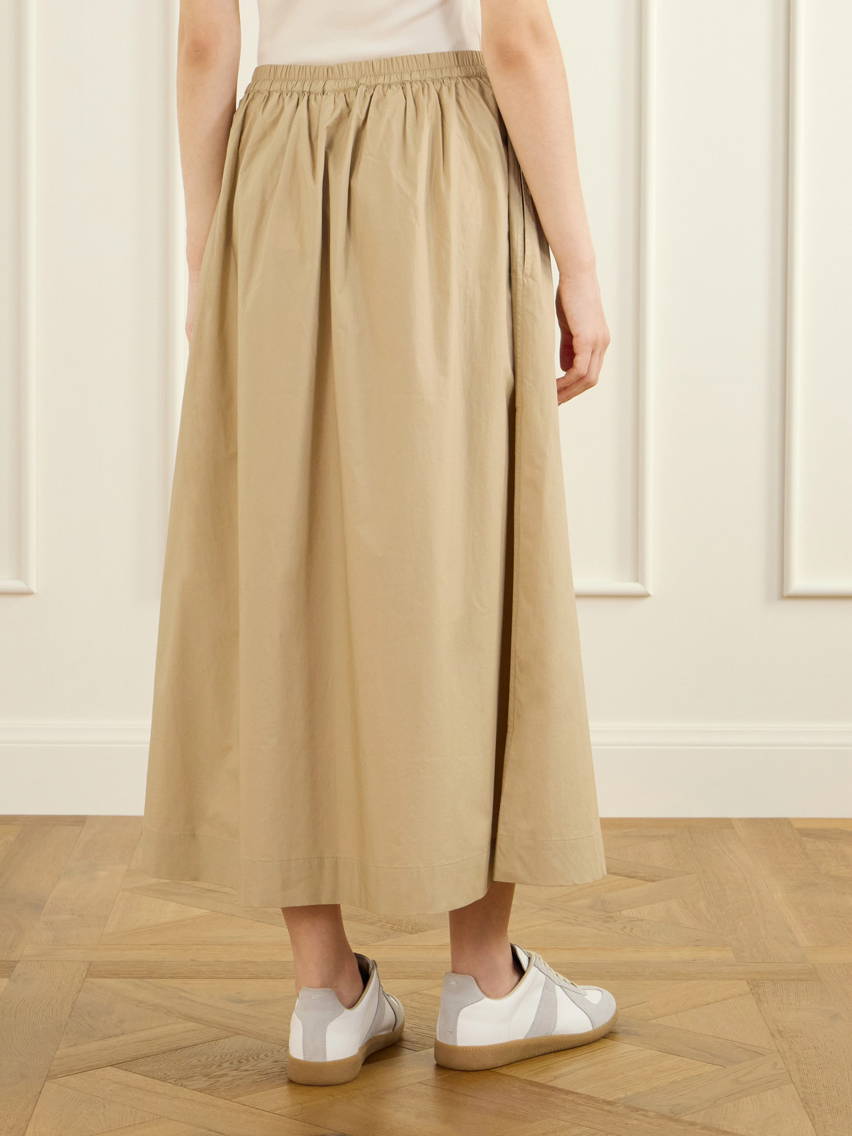 Cambria Gathered Cotton-Jersey Midi