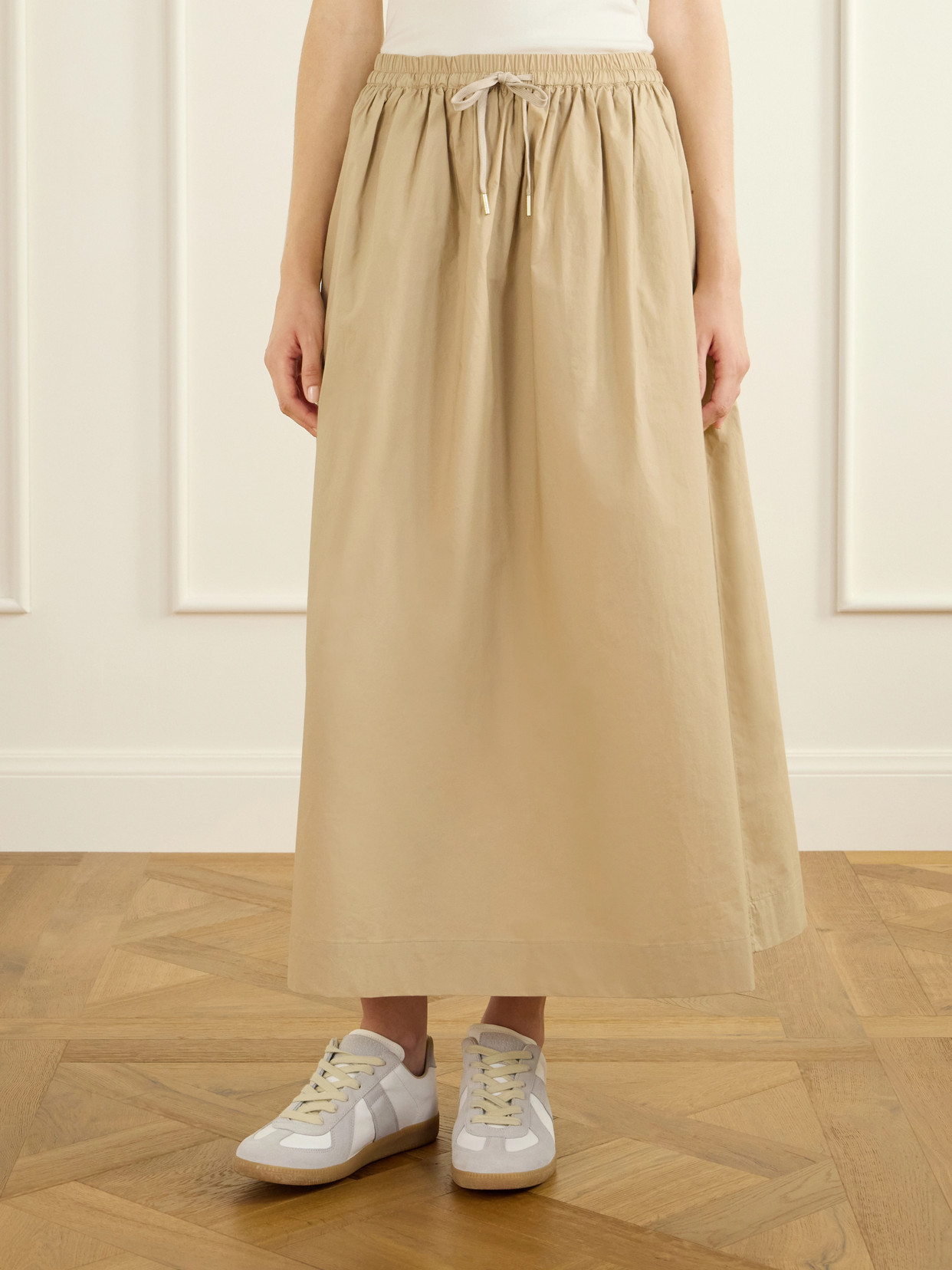 Cambria Gathered Cotton-Jersey Midi