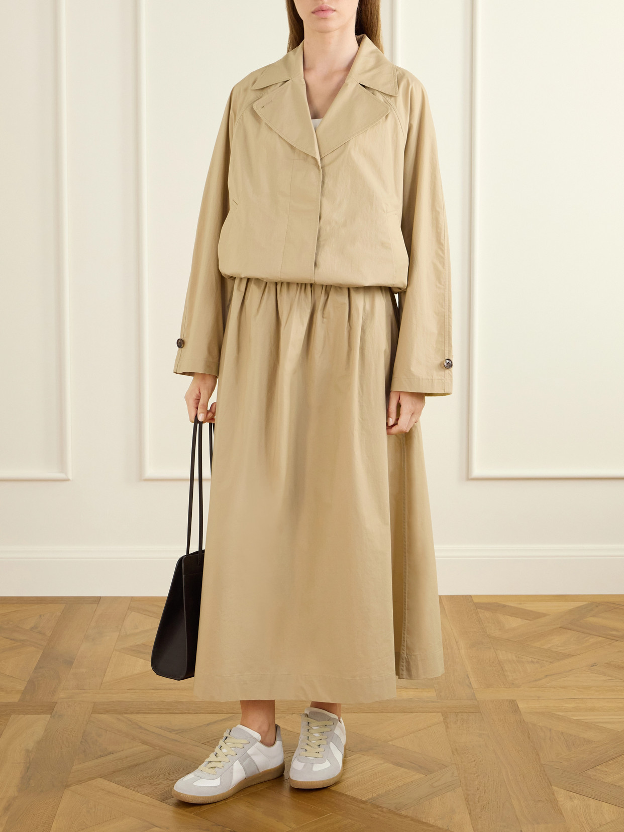 Cambria Gathered Cotton-Jersey Midi