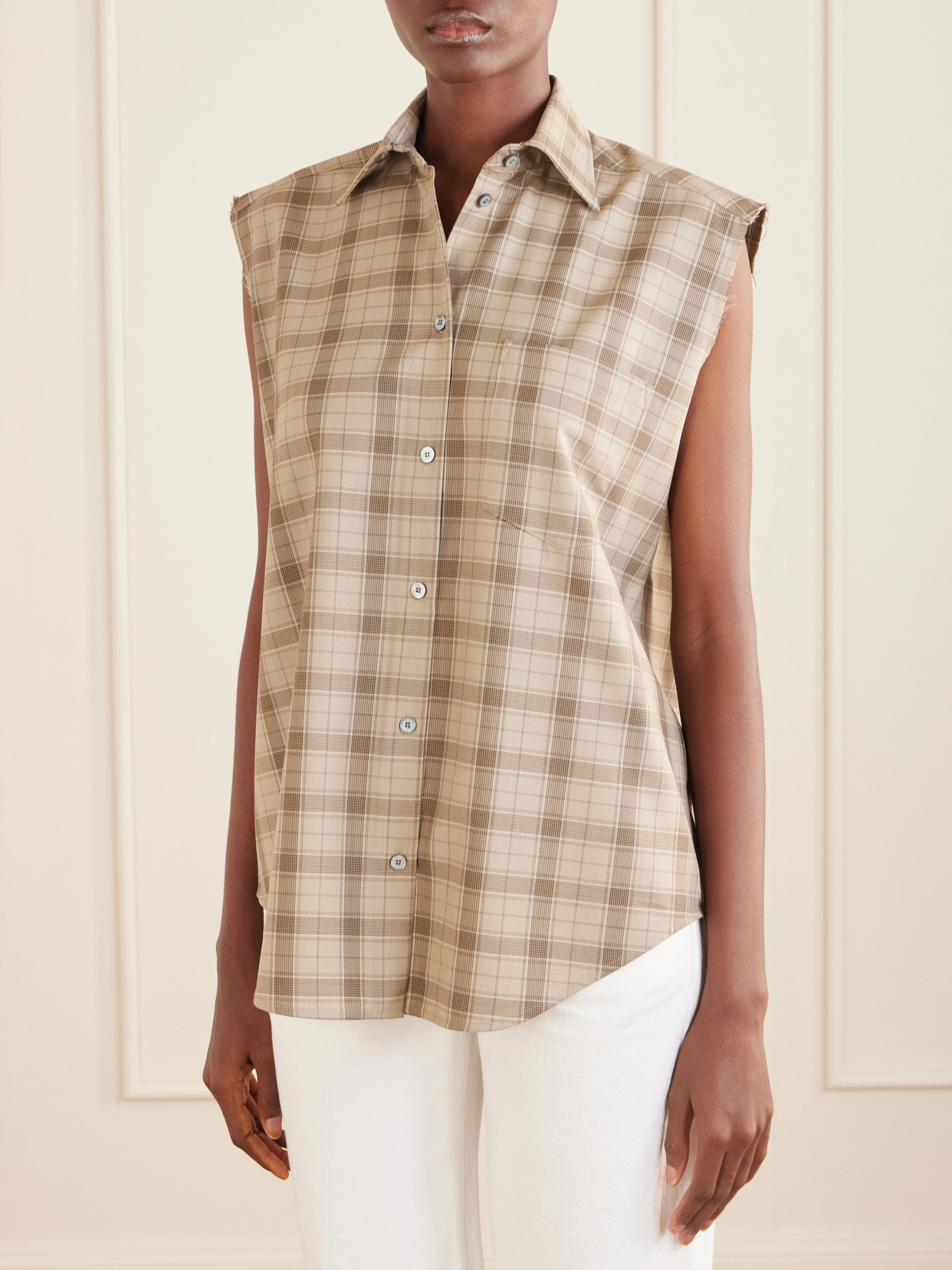 Sinora Sleeveless Checked Shirt